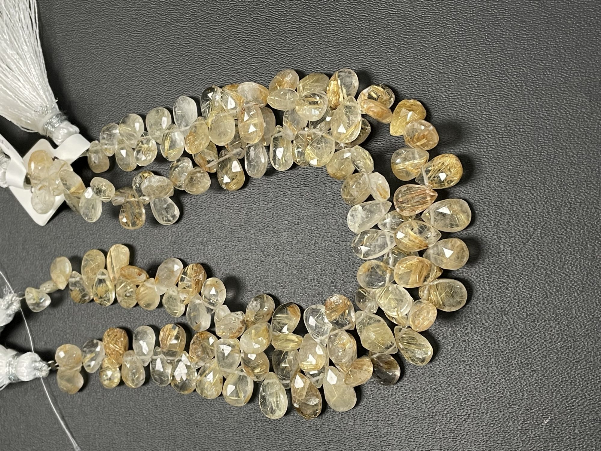 Golden Rutilated Quartz Pear Faceted