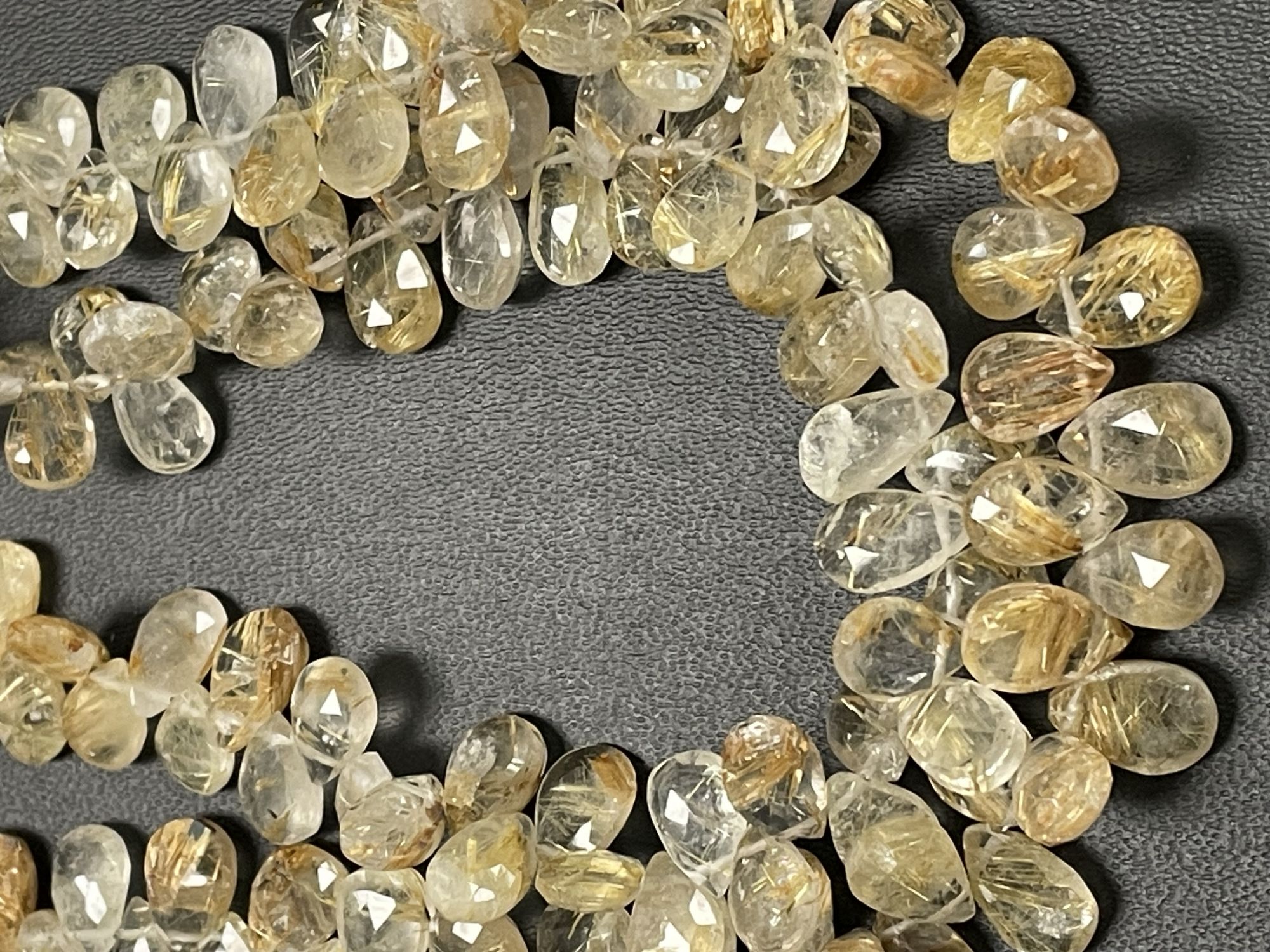 Golden Rutilated Quartz Pear Faceted