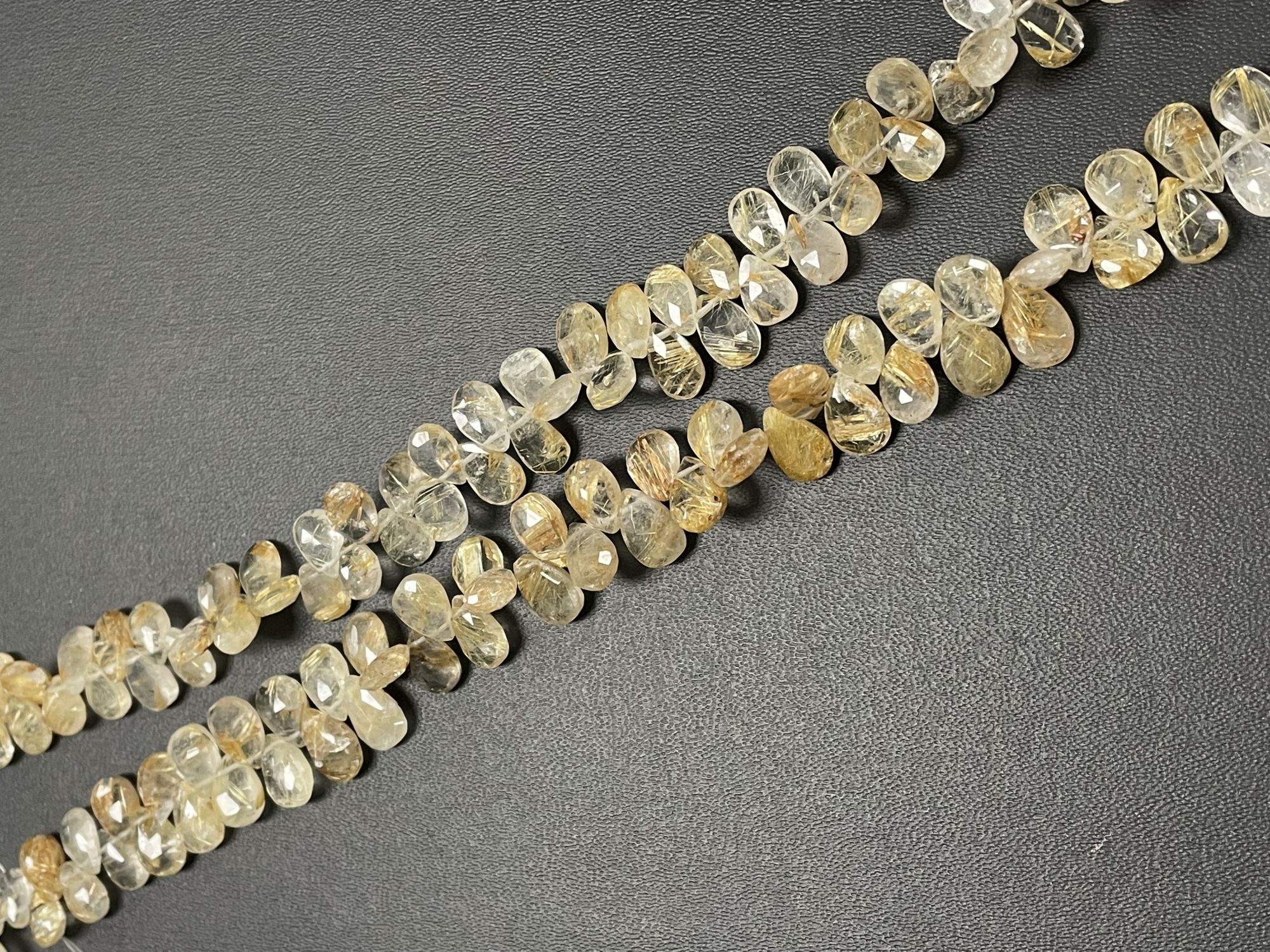 Golden Rutilated Quartz Pear Faceted