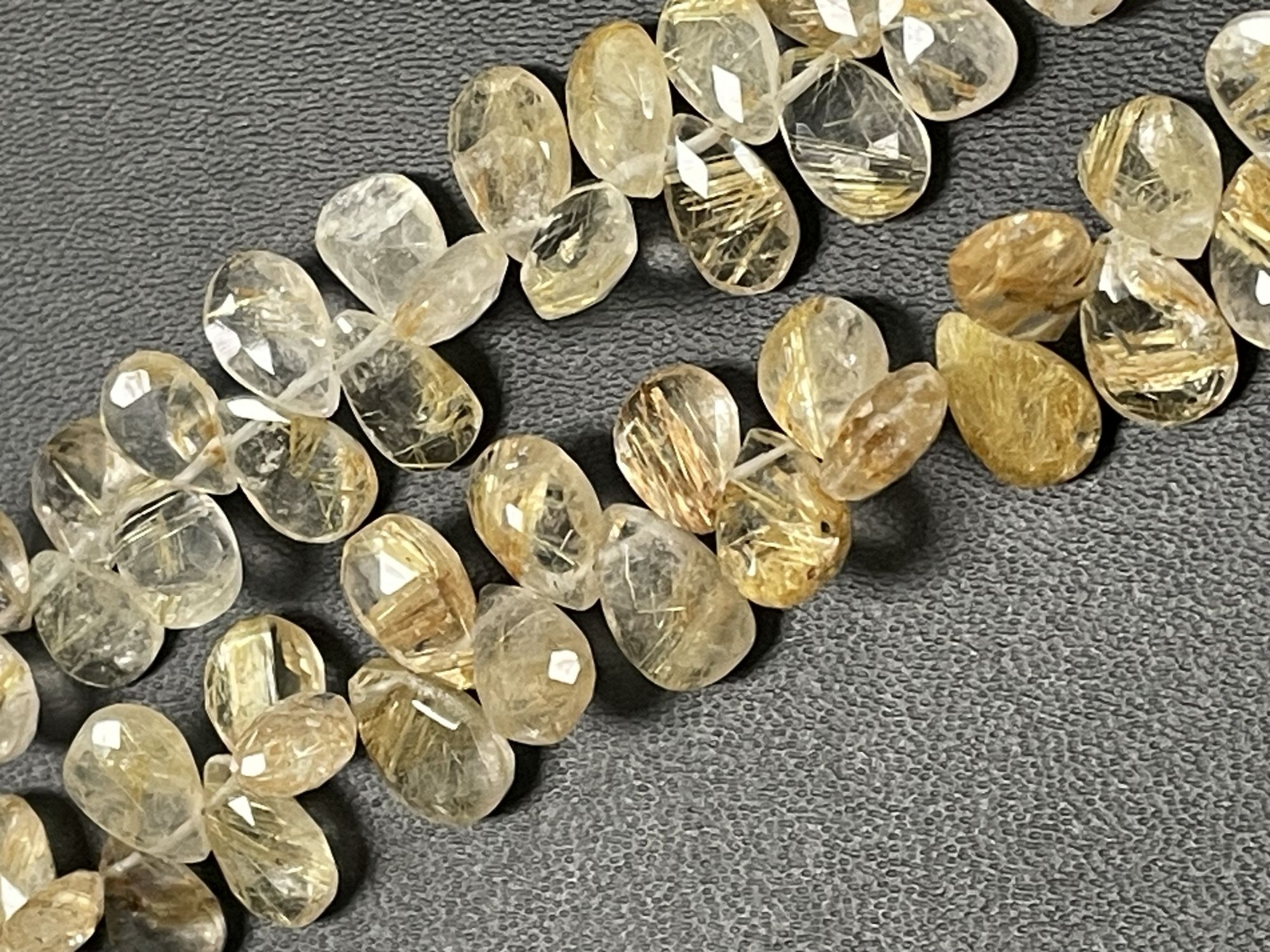 Golden Rutilated Quartz Pear Faceted