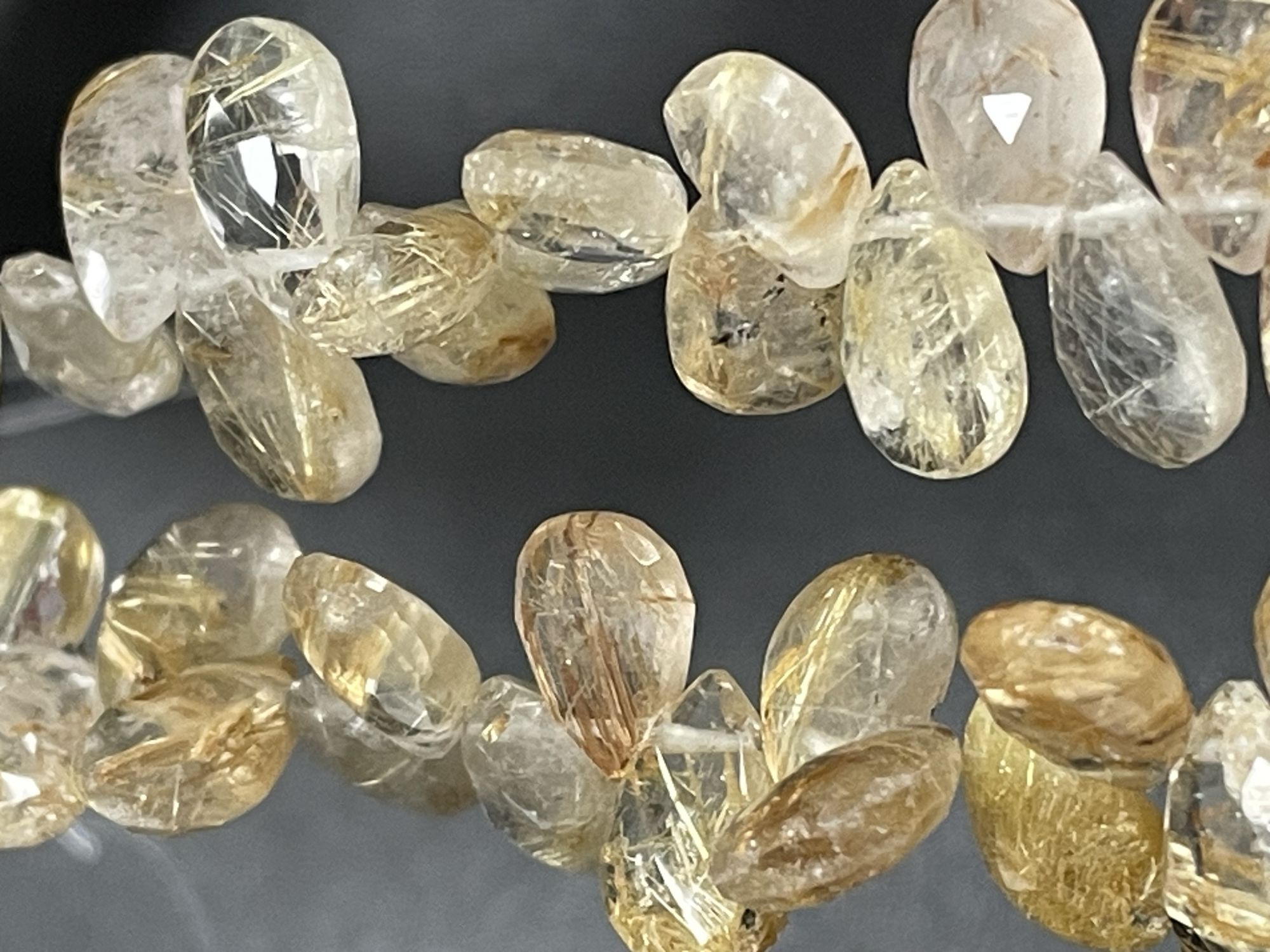 Golden Rutilated Quartz Pear Faceted