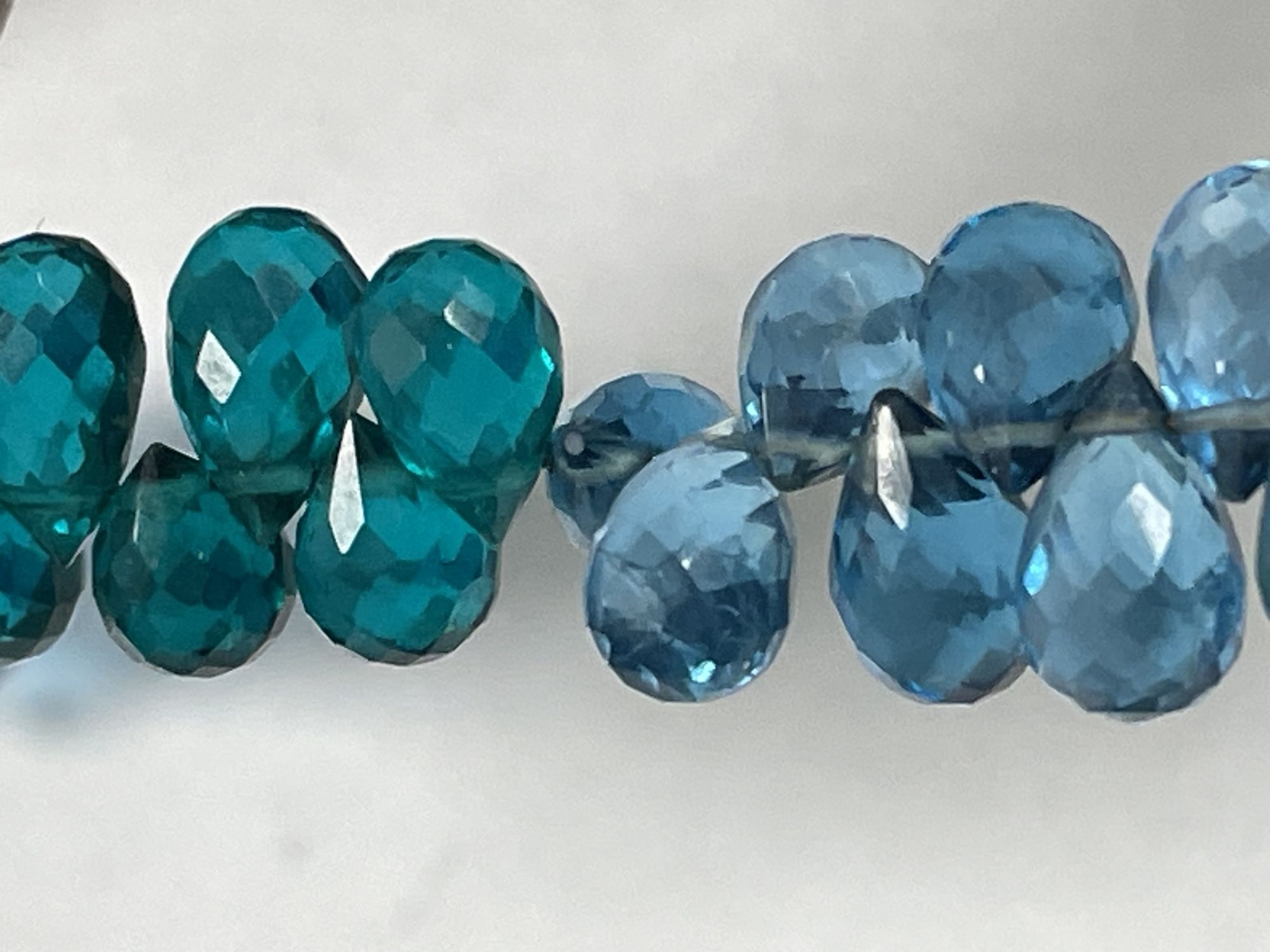 Teal Blue Hydro Quartz Drop Faceted