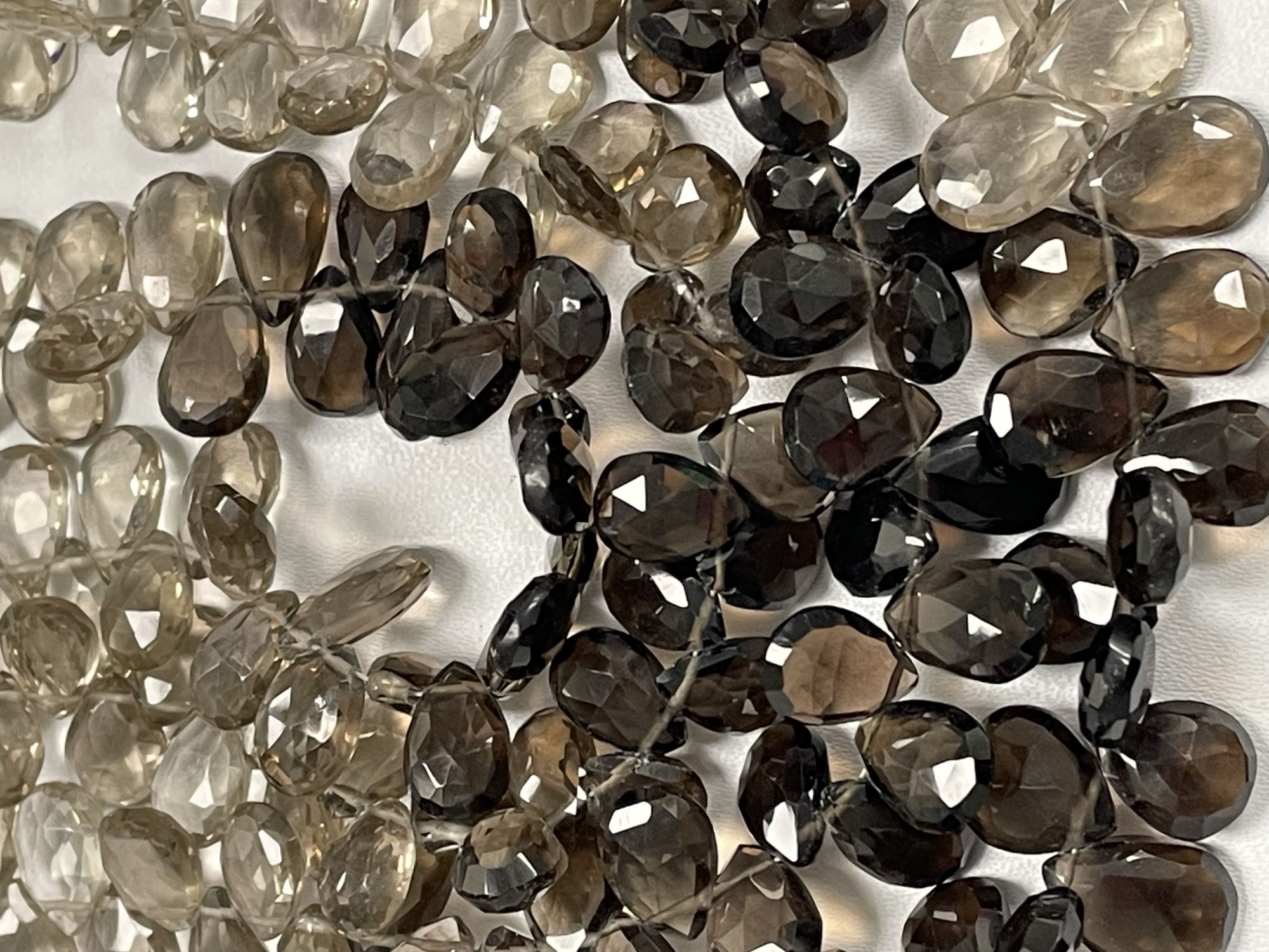 Shaded Brown Smoky Quartz Pear Faceted