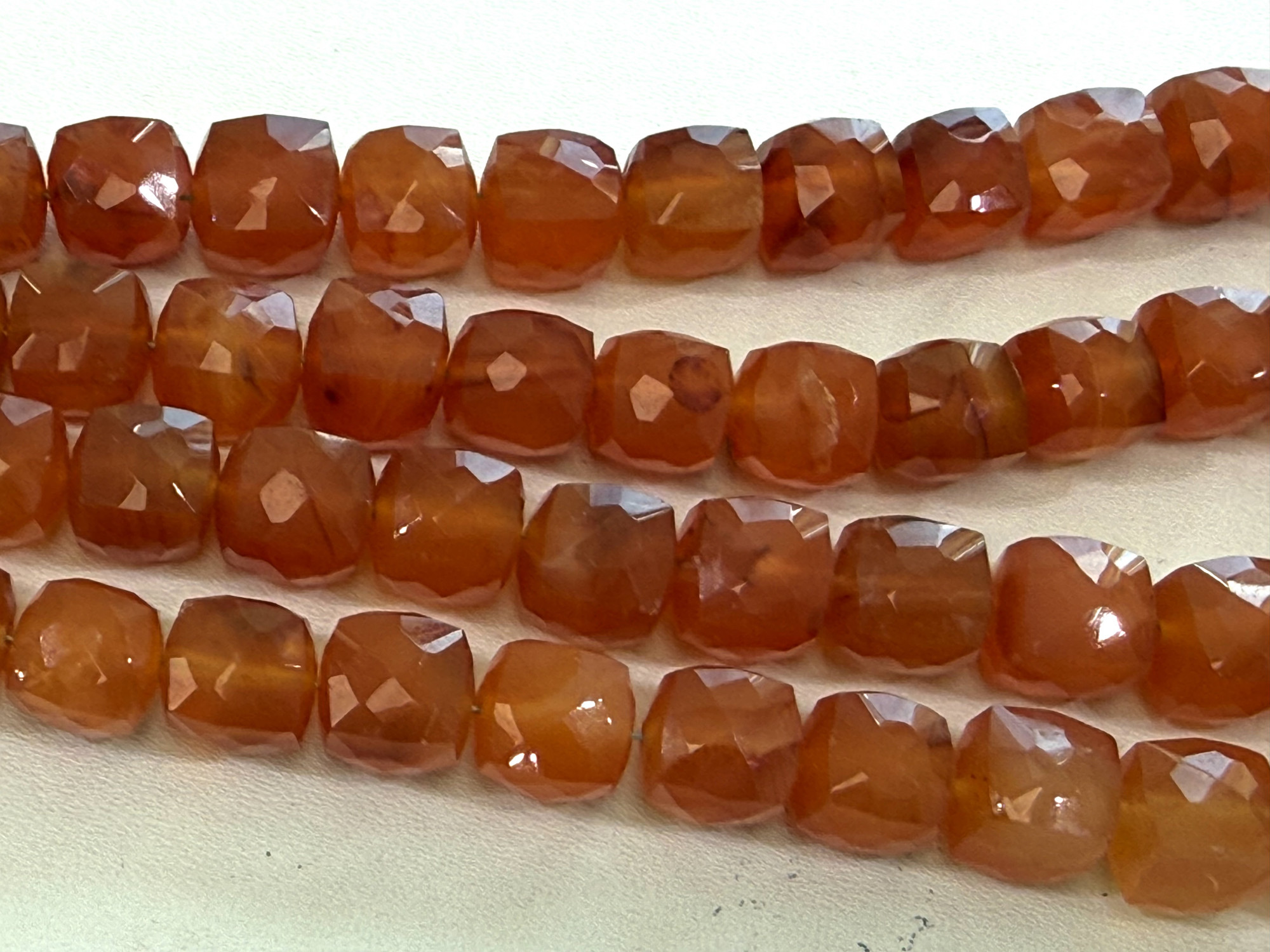 Carnelian cubes Faceted