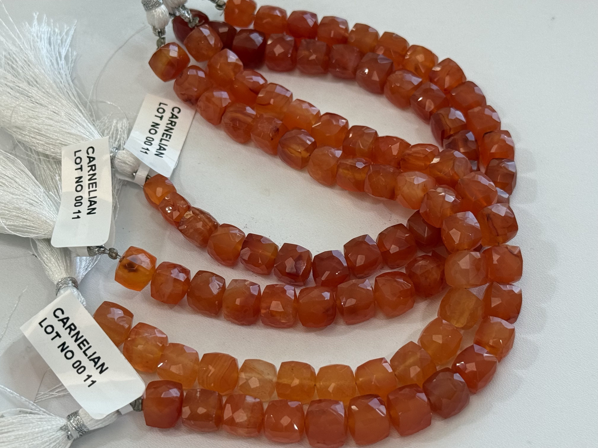 Carnelian cubes Faceted