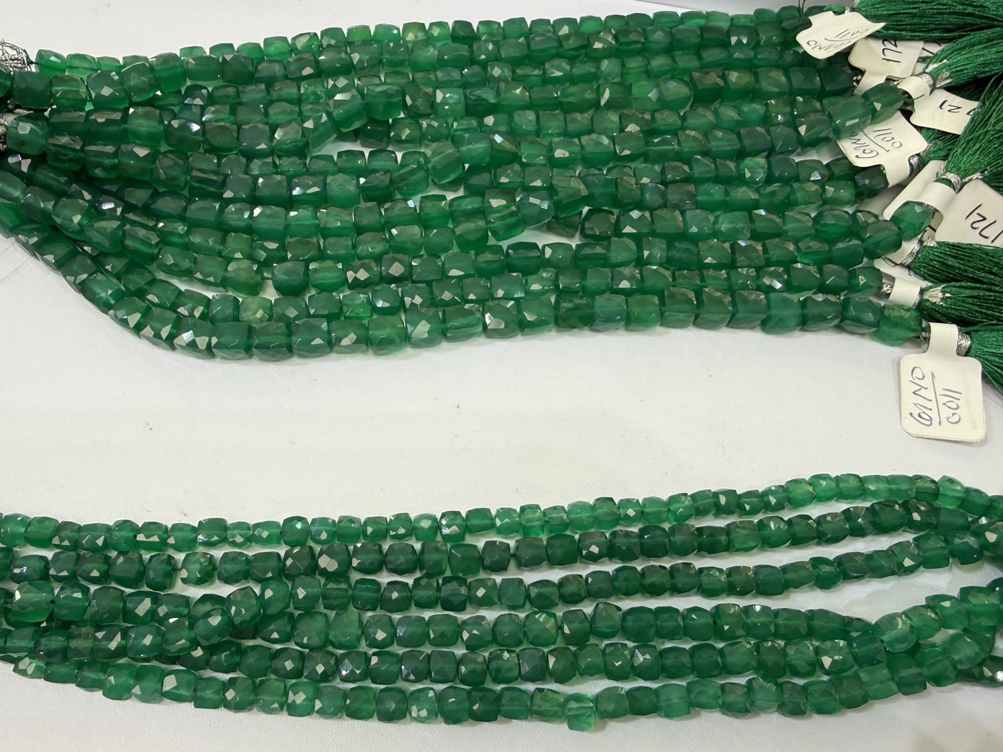 Green Onyx Cubes Faceted
