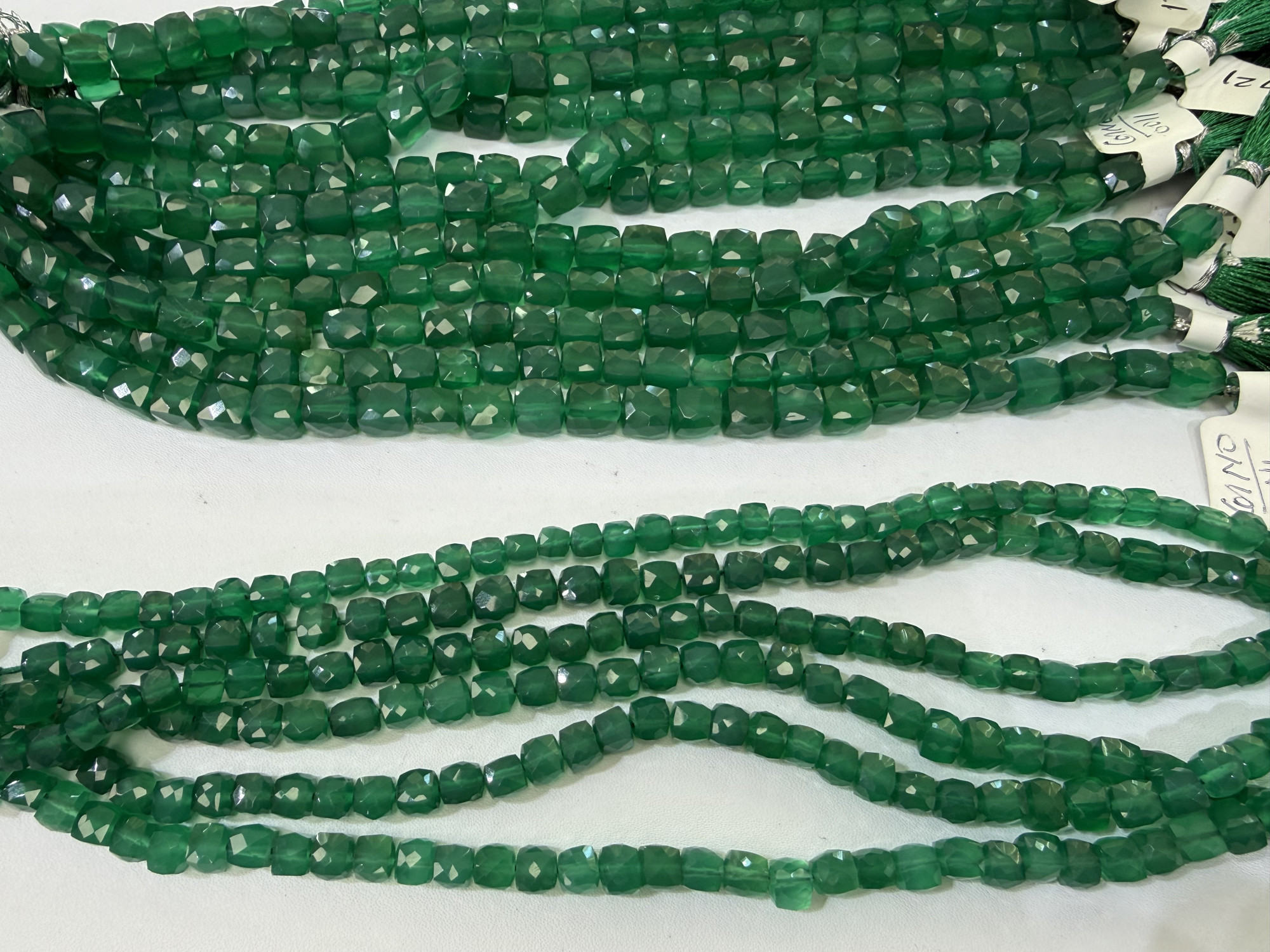 Green Onyx Cubes Faceted