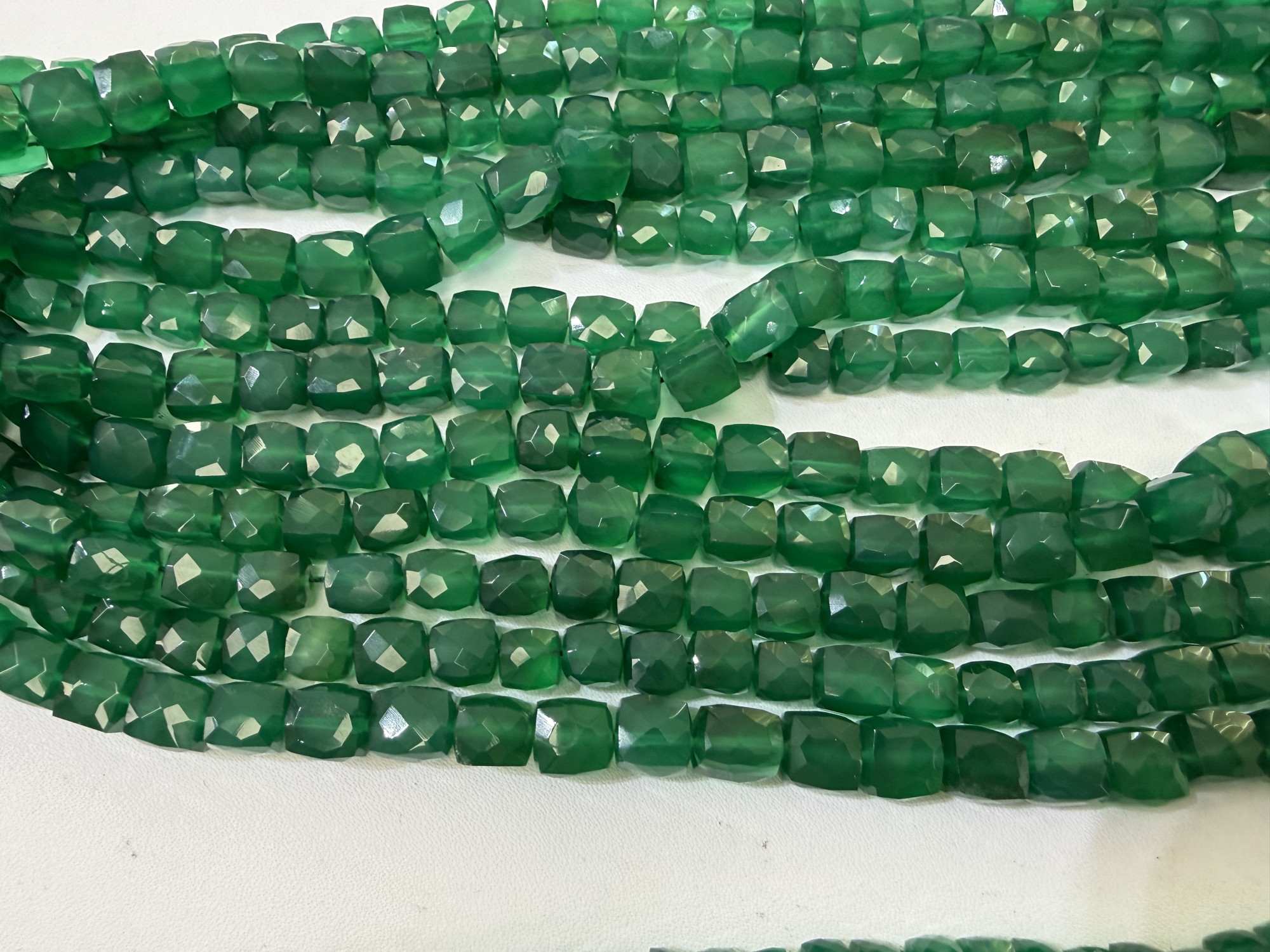 Green Onyx Cubes Faceted