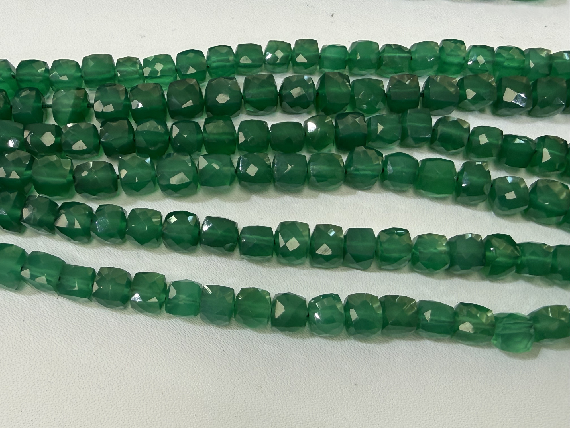 Green Onyx Cubes Faceted