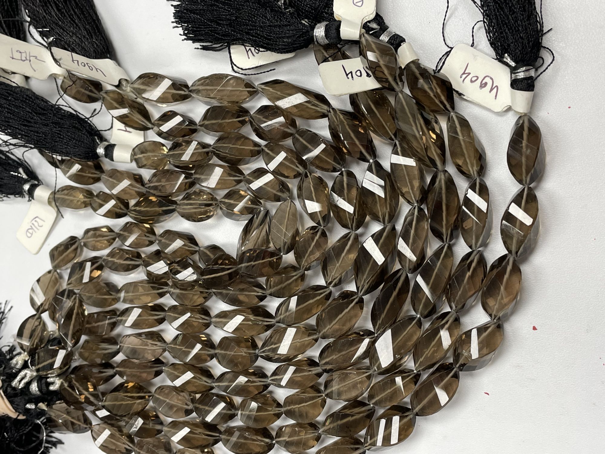 Brown Smoky Quartz Twisted Drop Straight Drill Faceted