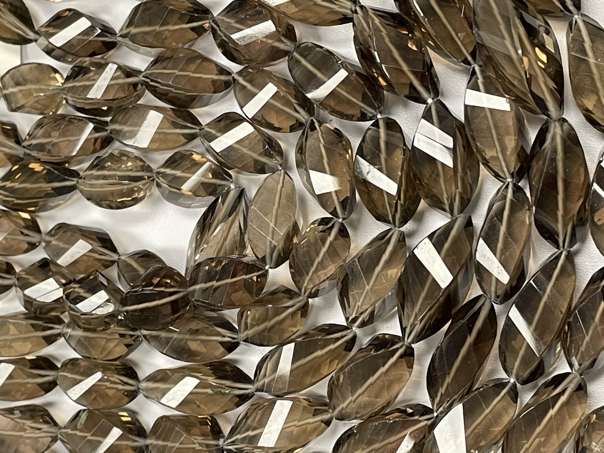 Brown Smoky Quartz Twisted Drop Straight Drill Faceted