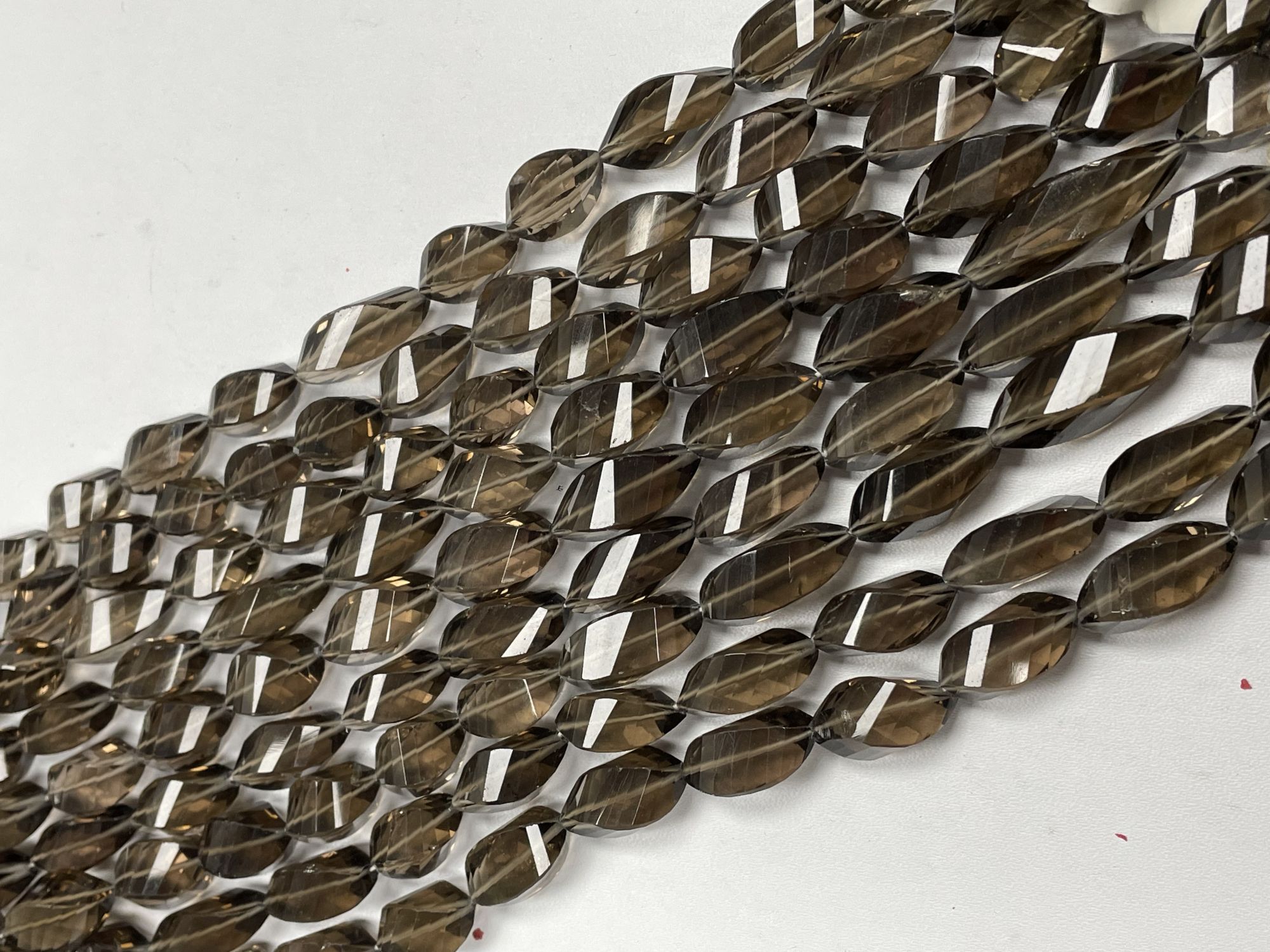 Brown Smoky Quartz Twisted Drop Straight Drill Faceted