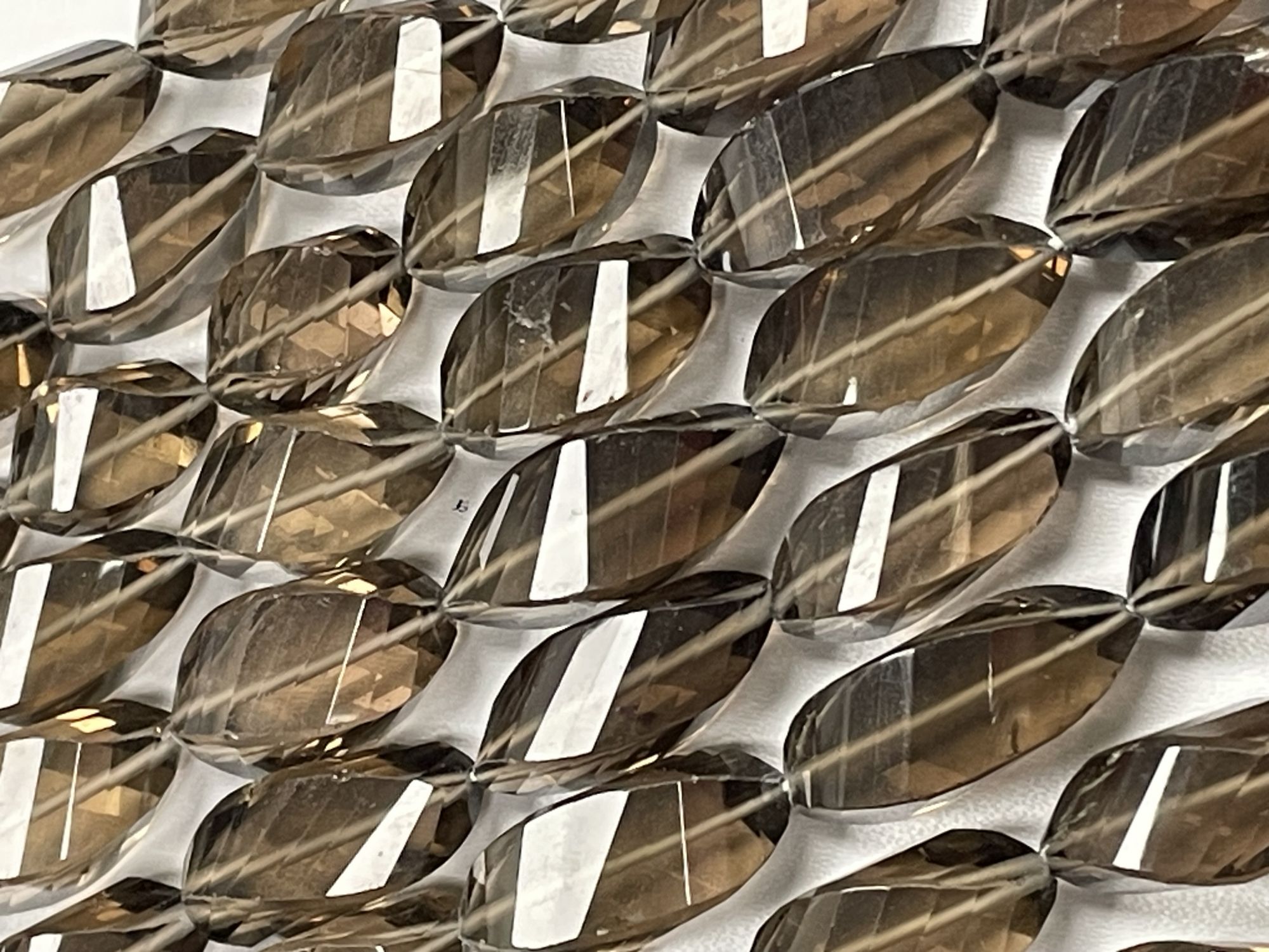 Brown Smoky Quartz Twisted Drop Straight Drill Faceted