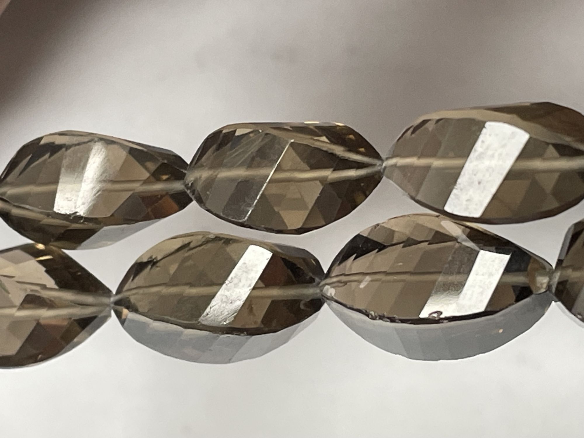 Brown Smoky Quartz Twisted Drop Straight Drill Faceted