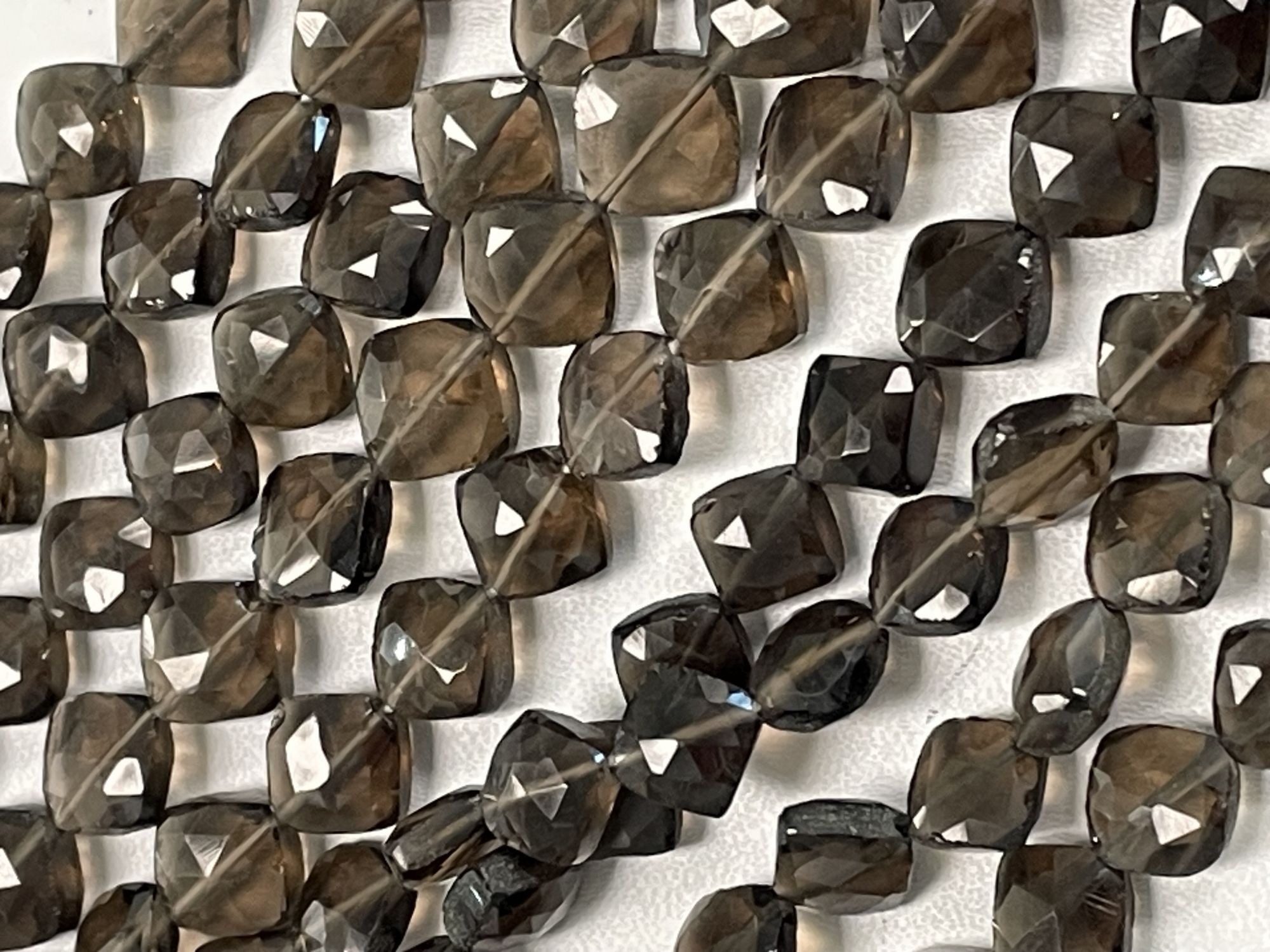 Brown Smoky Quartz Cushion Straight Drill Faceted