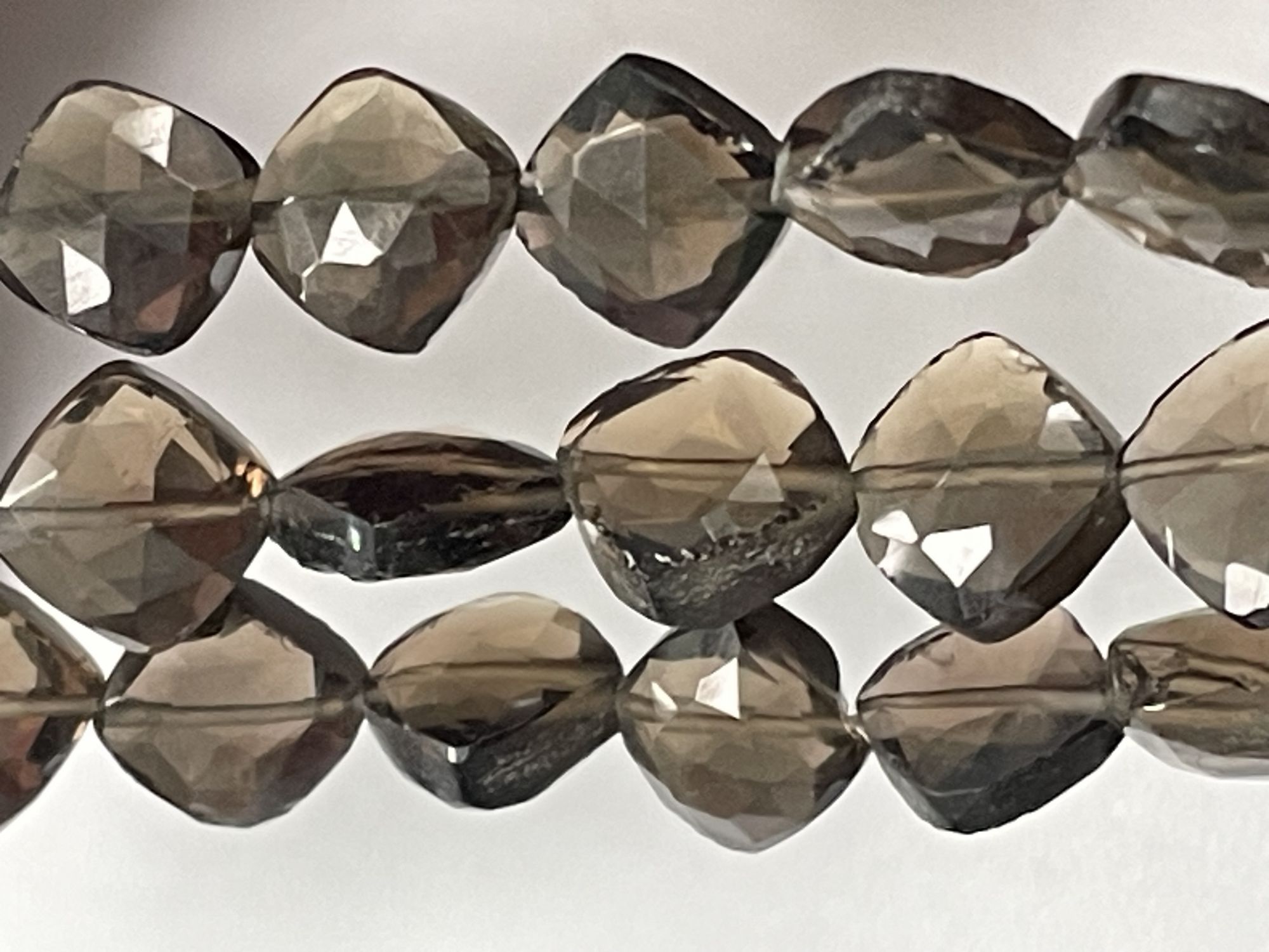 Brown Smoky Quartz Cushion Straight Drill Faceted