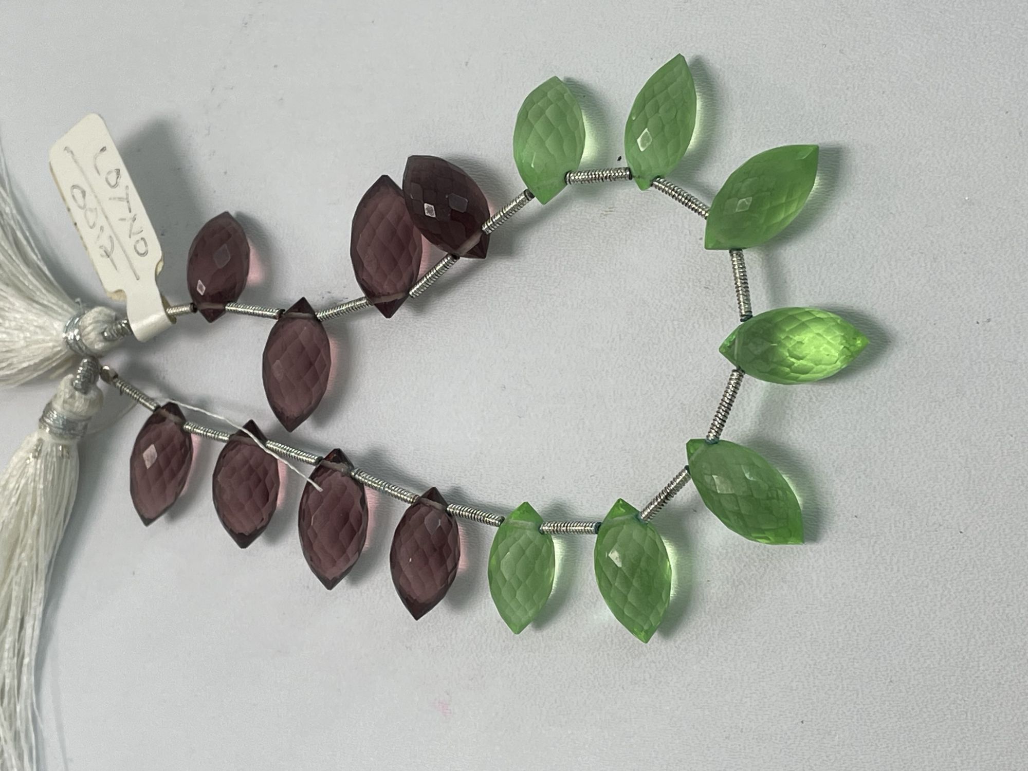 Onion Green Hydro Quartz Puff Marquise Faceted