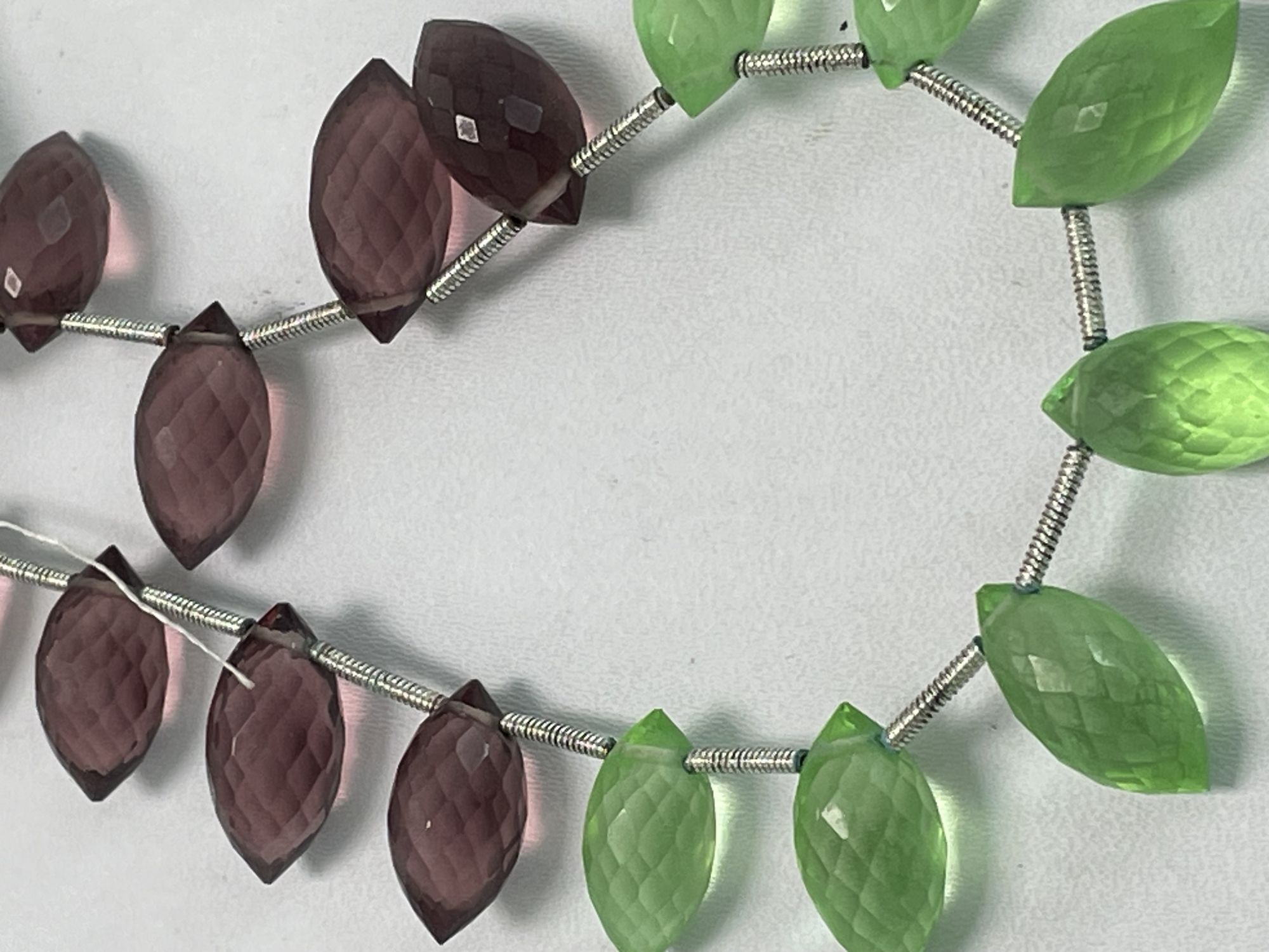 Onion Green Hydro Quartz Puff Marquise Faceted