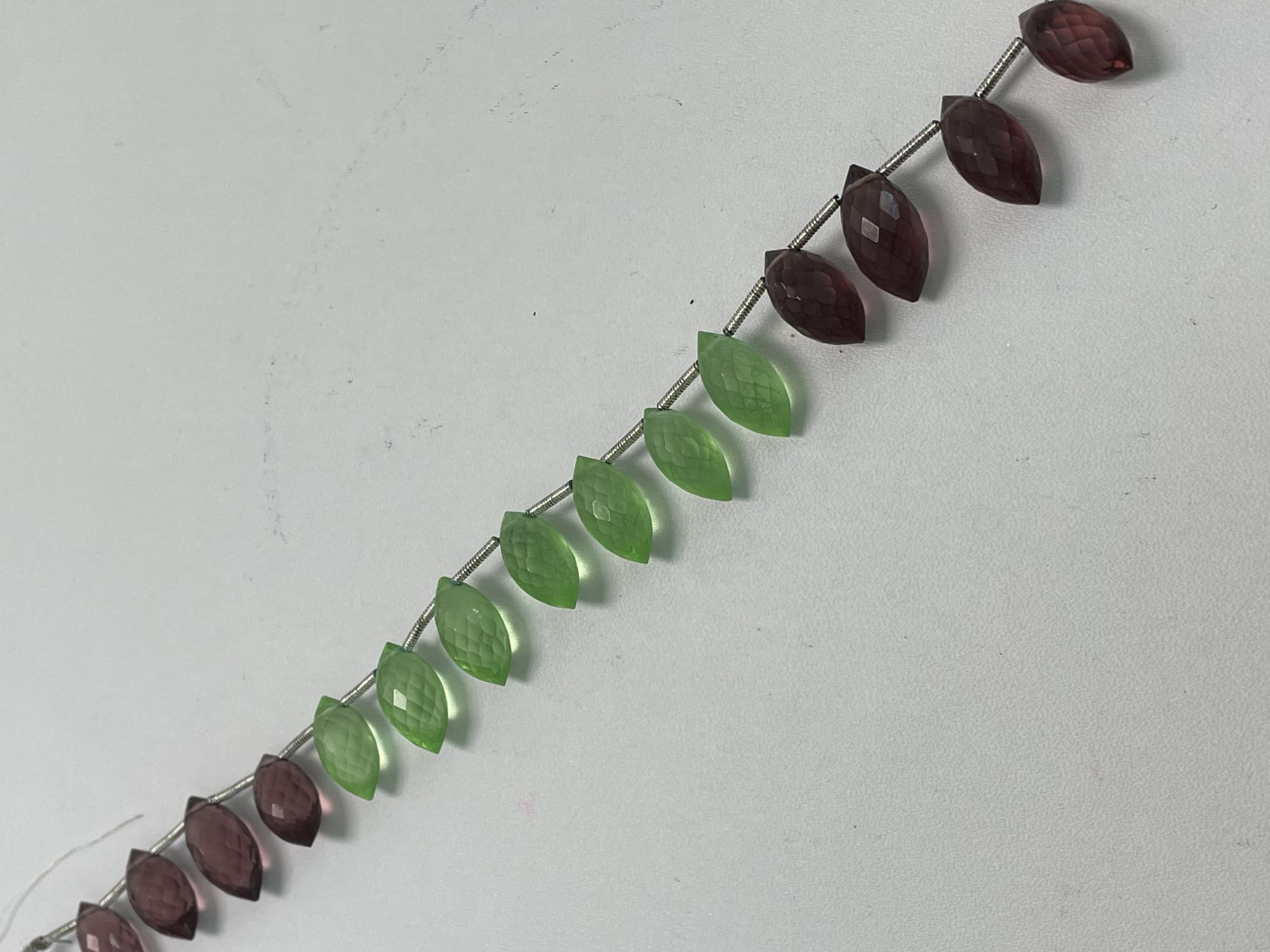 Onion Green Hydro Quartz Puff Marquise Faceted