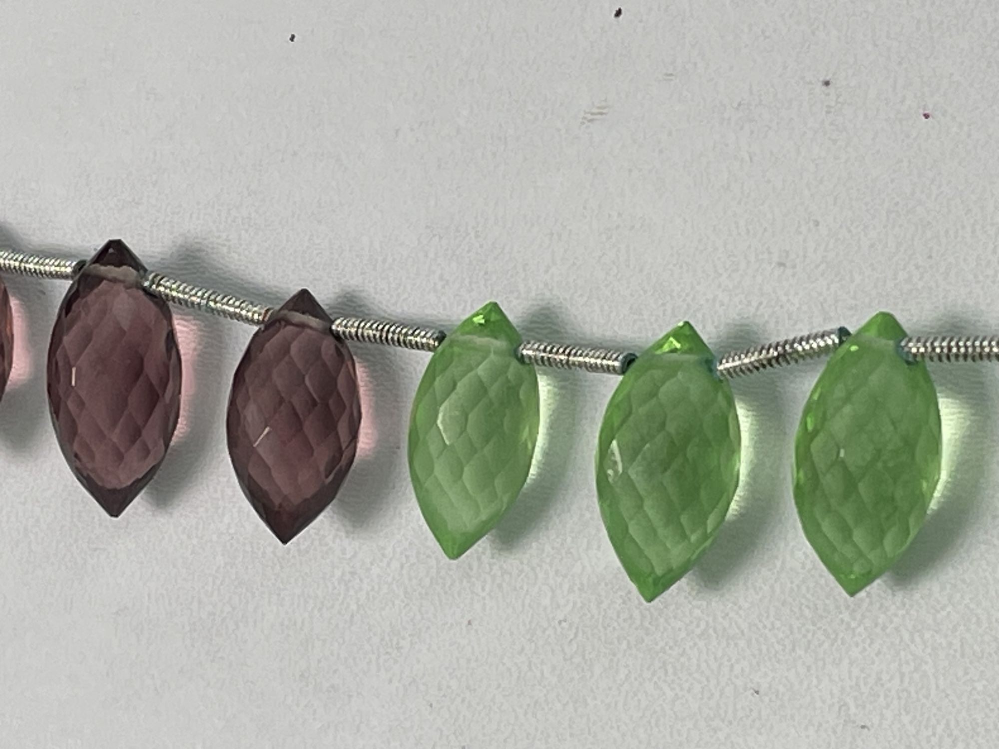 Onion Green Hydro Quartz Puff Marquise Faceted