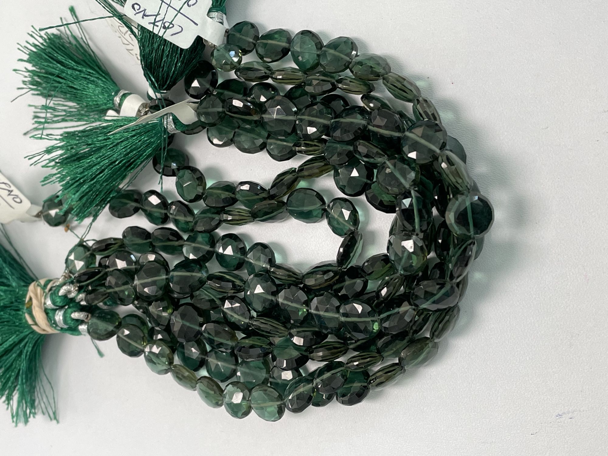 Dark Green Hydro Quartz Coin Faceted