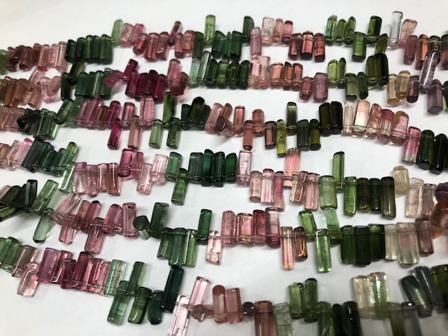 Watermelon Tourmaline Tubes Smooth