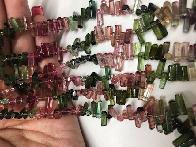 Watermelon Tourmaline Tubes Smooth