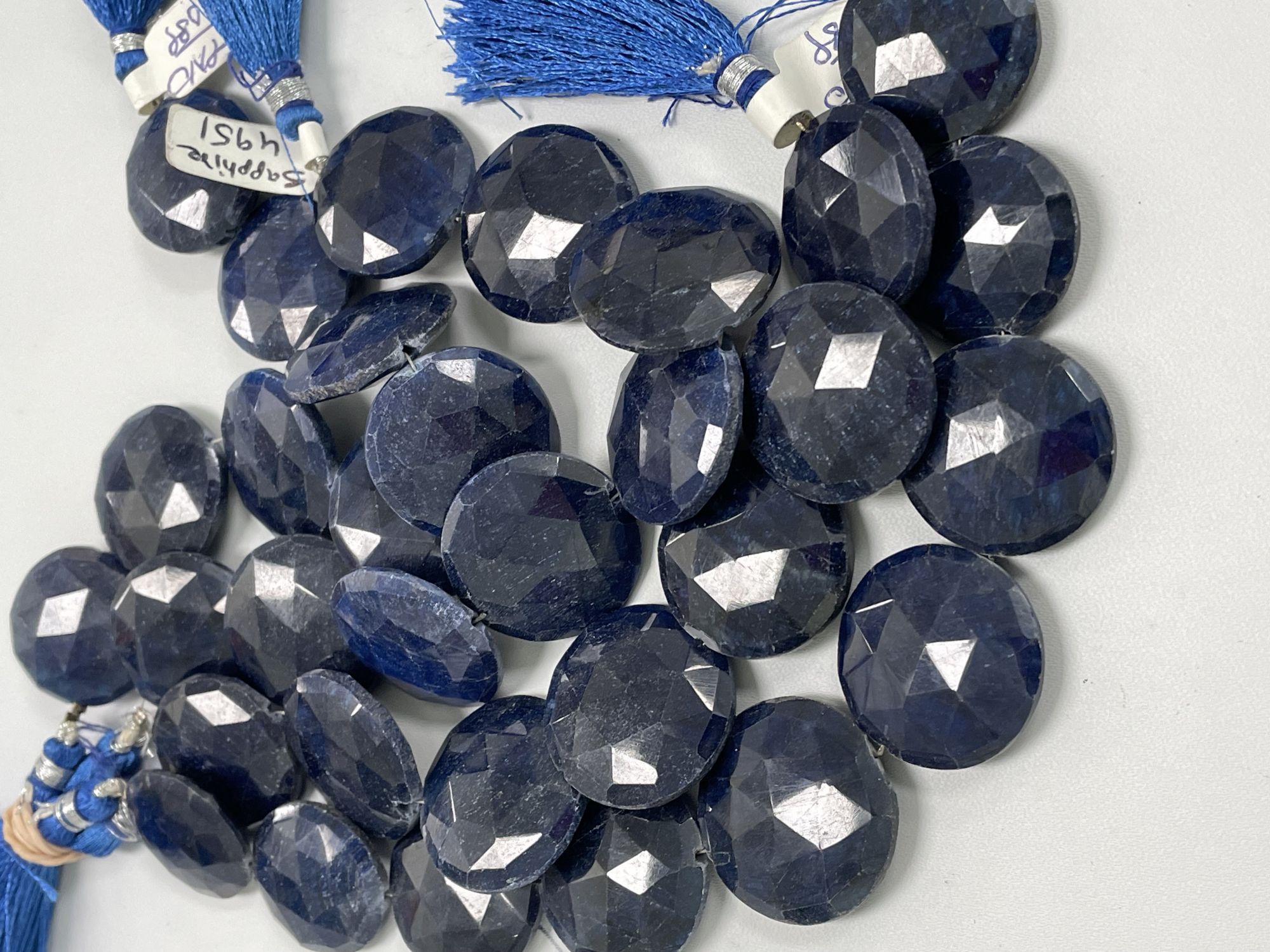 Oiled Blue Sapphire Coin Faceted
