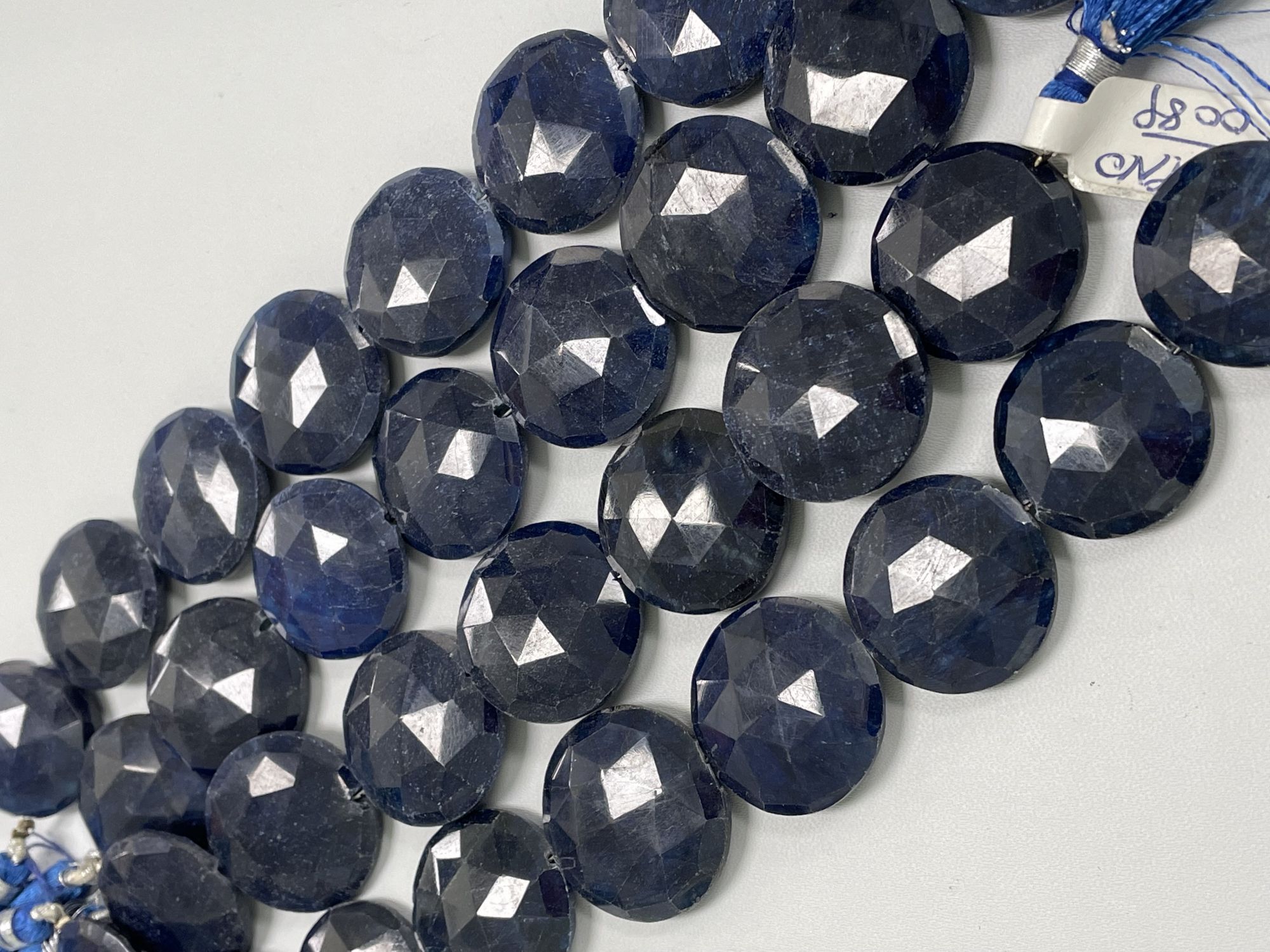 Oiled Blue Sapphire Coin Faceted