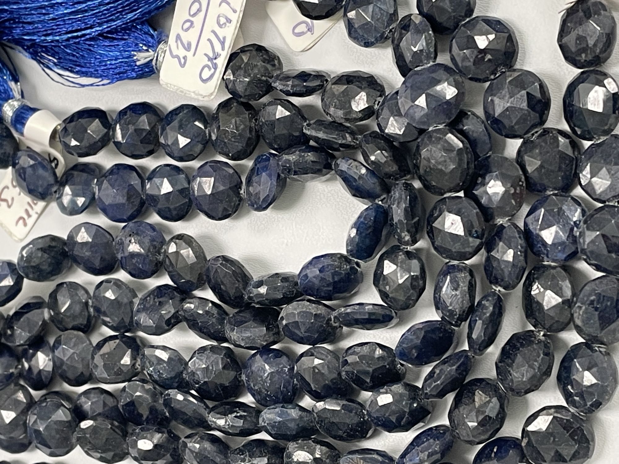 Oiled Blue Sapphire Coin Faceted