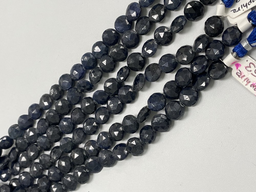 Oiled Blue Sapphire Coin Faceted