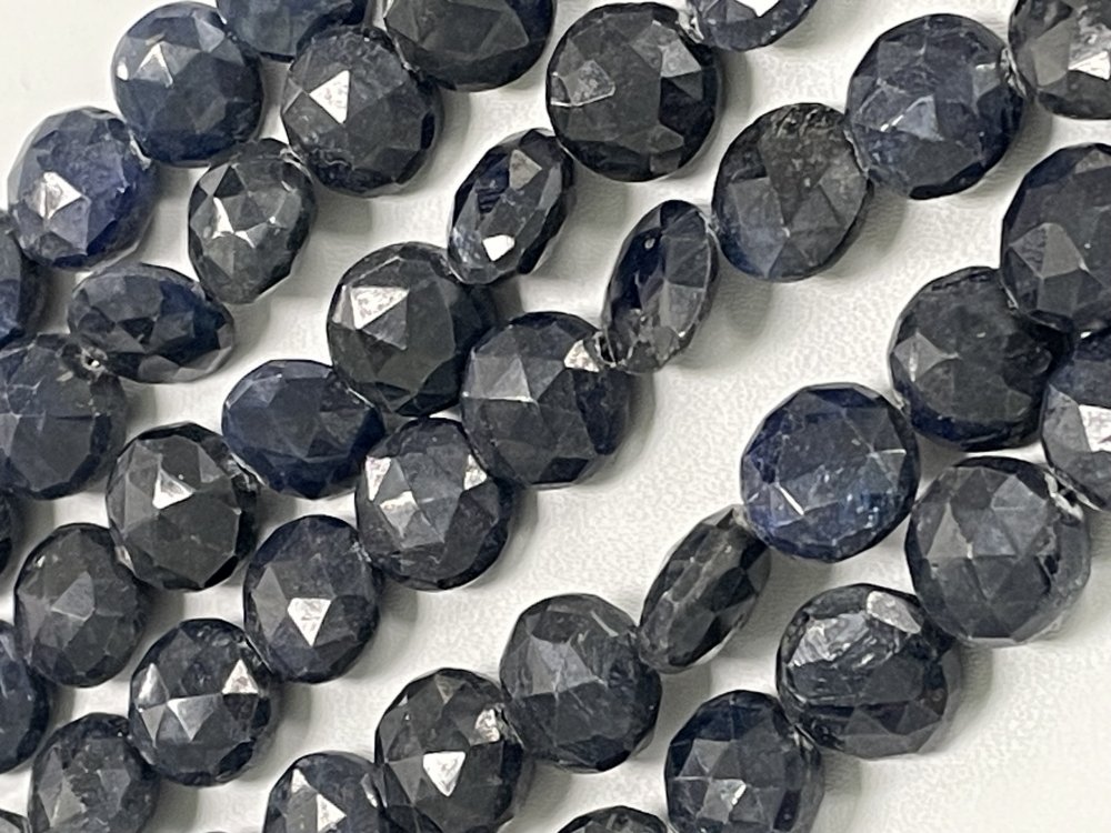 Oiled Blue Sapphire Coin Faceted