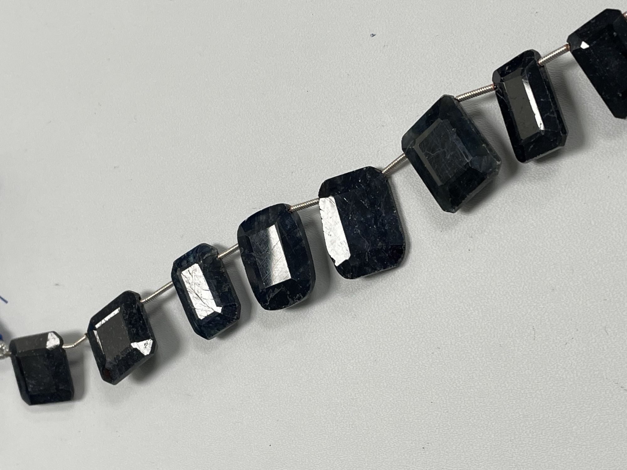 Oiled Blue Sapphire Rectangle Cushion Faceted