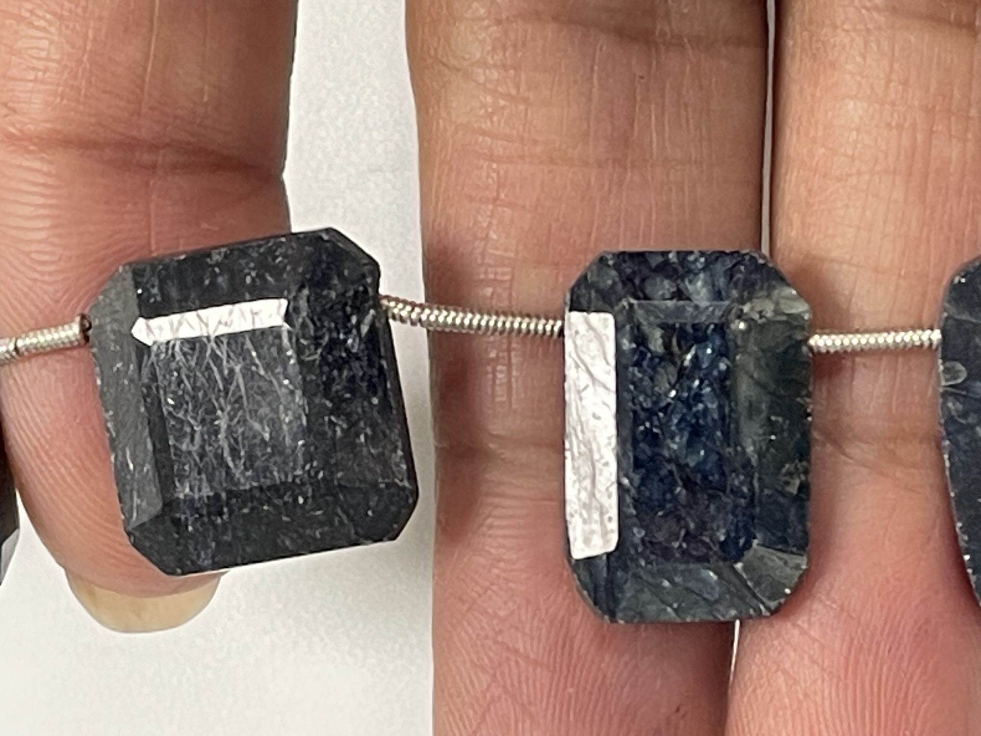 Oiled Blue Sapphire Rectangle / Cushion Faceted