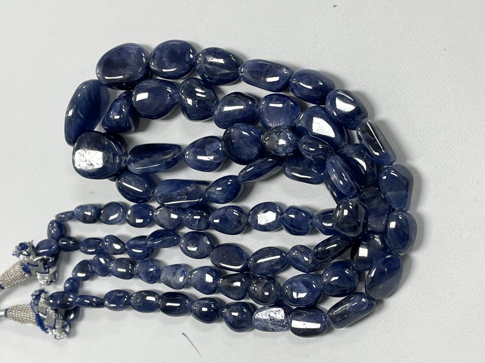 Blue Sapphire Nugget Smooth Necklace