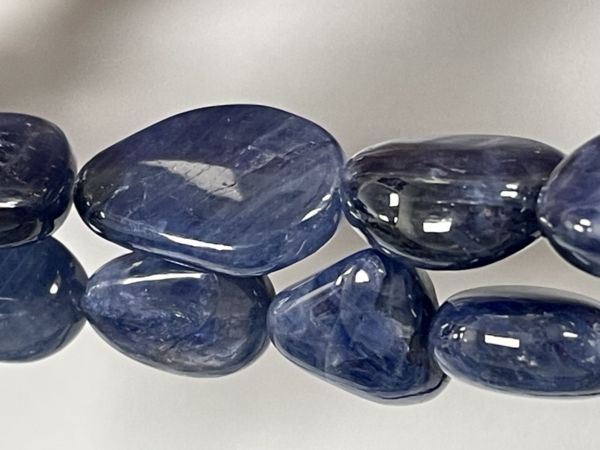 Blue Sapphire Nugget Smooth Necklace