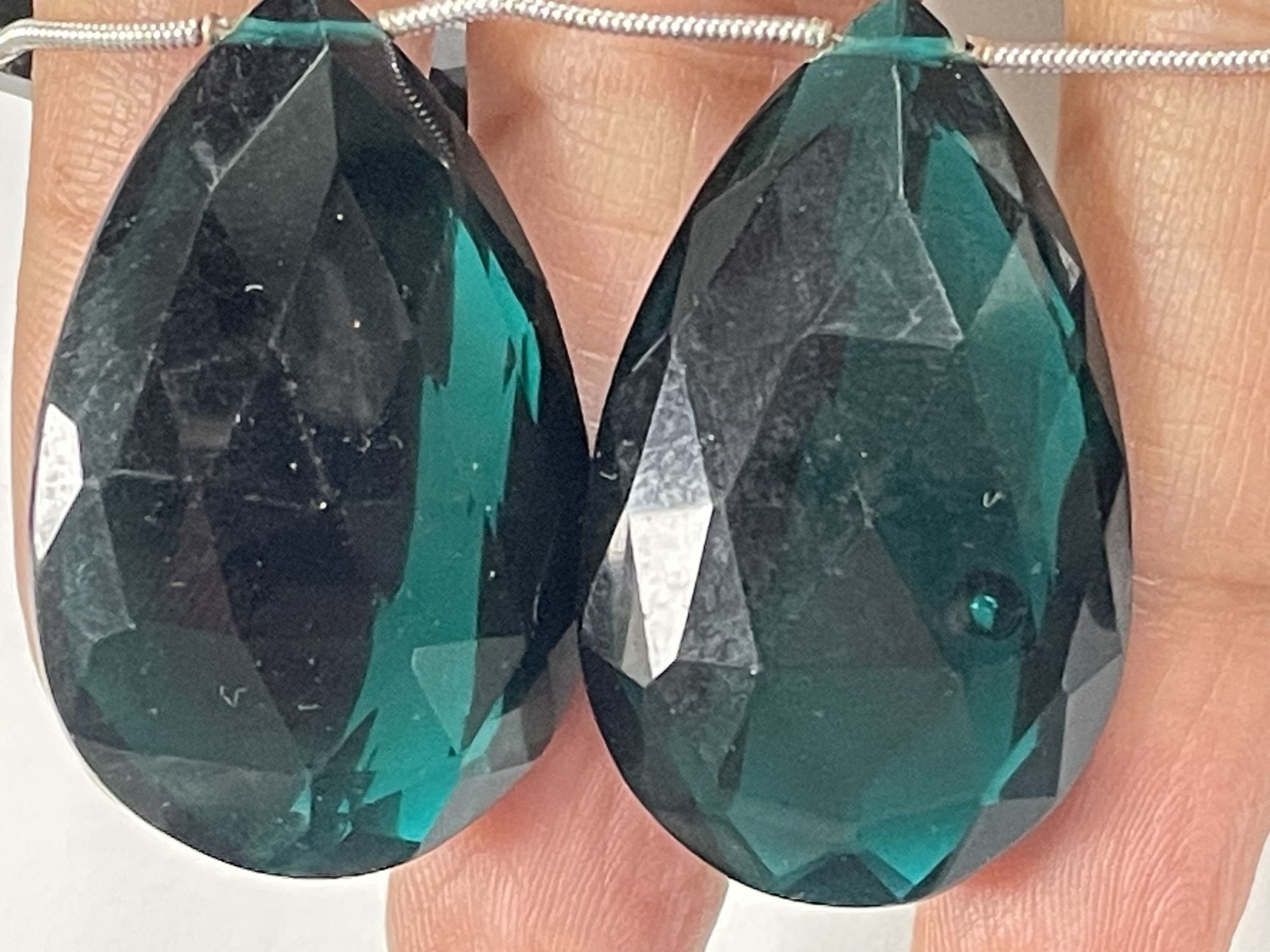 Teal Hydro Quartz Pear Faceted