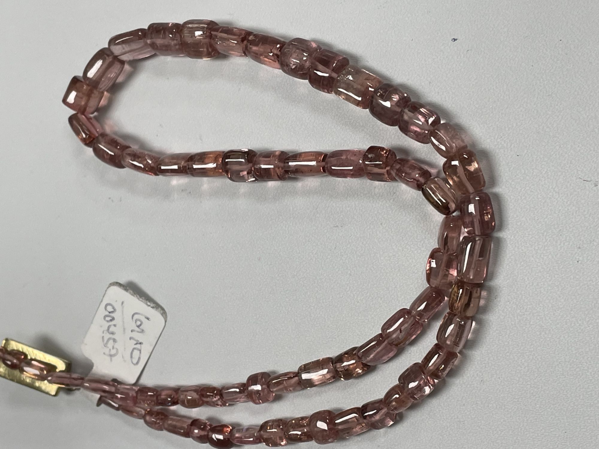 Pink Tourmaline Tube Smooth Necklace