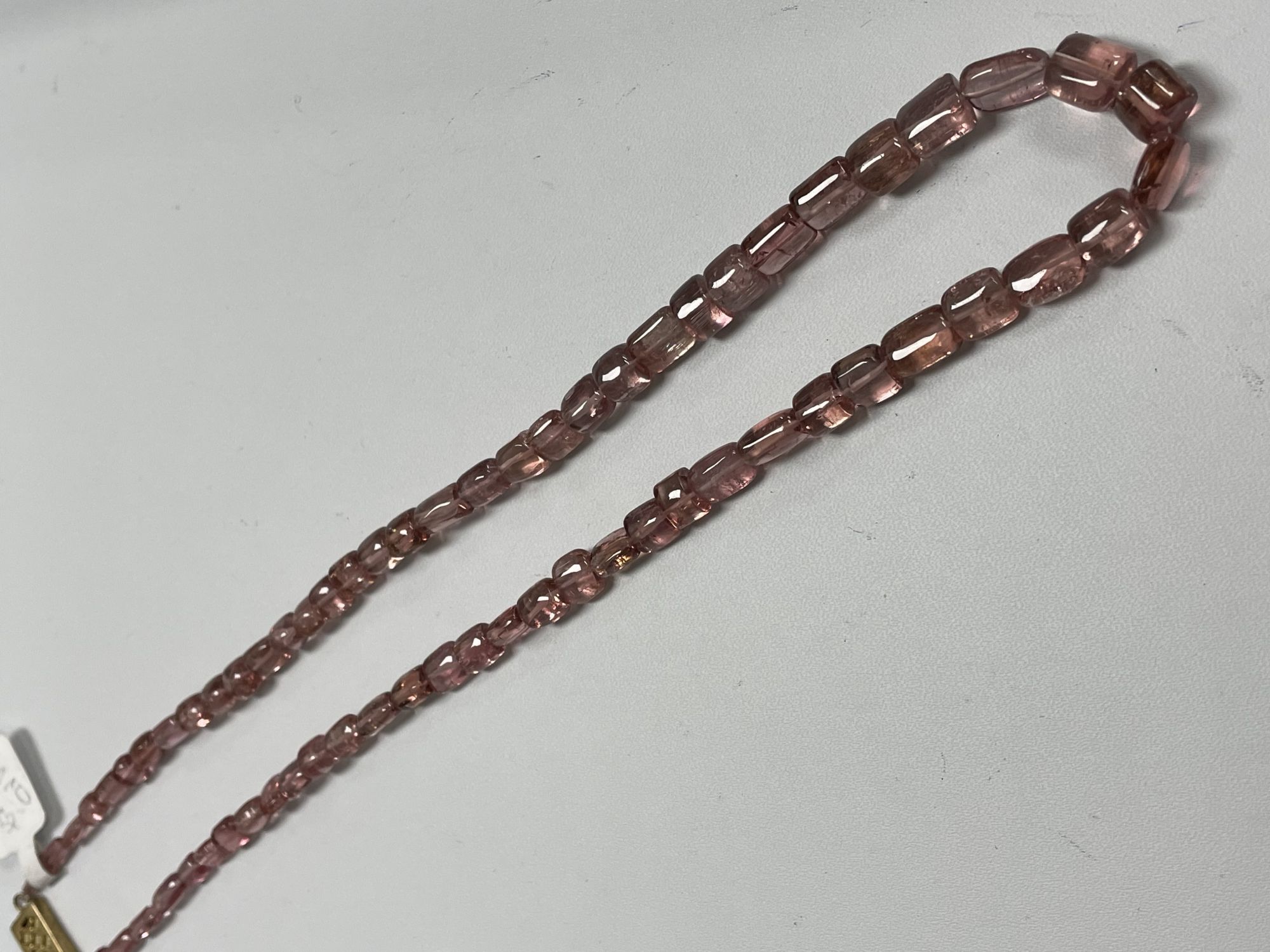 Pink Tourmaline Tube Smooth Necklace