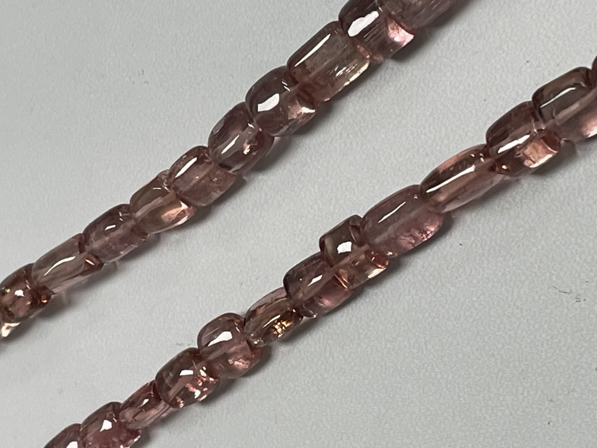 Pink Tourmaline Tube Smooth Necklace