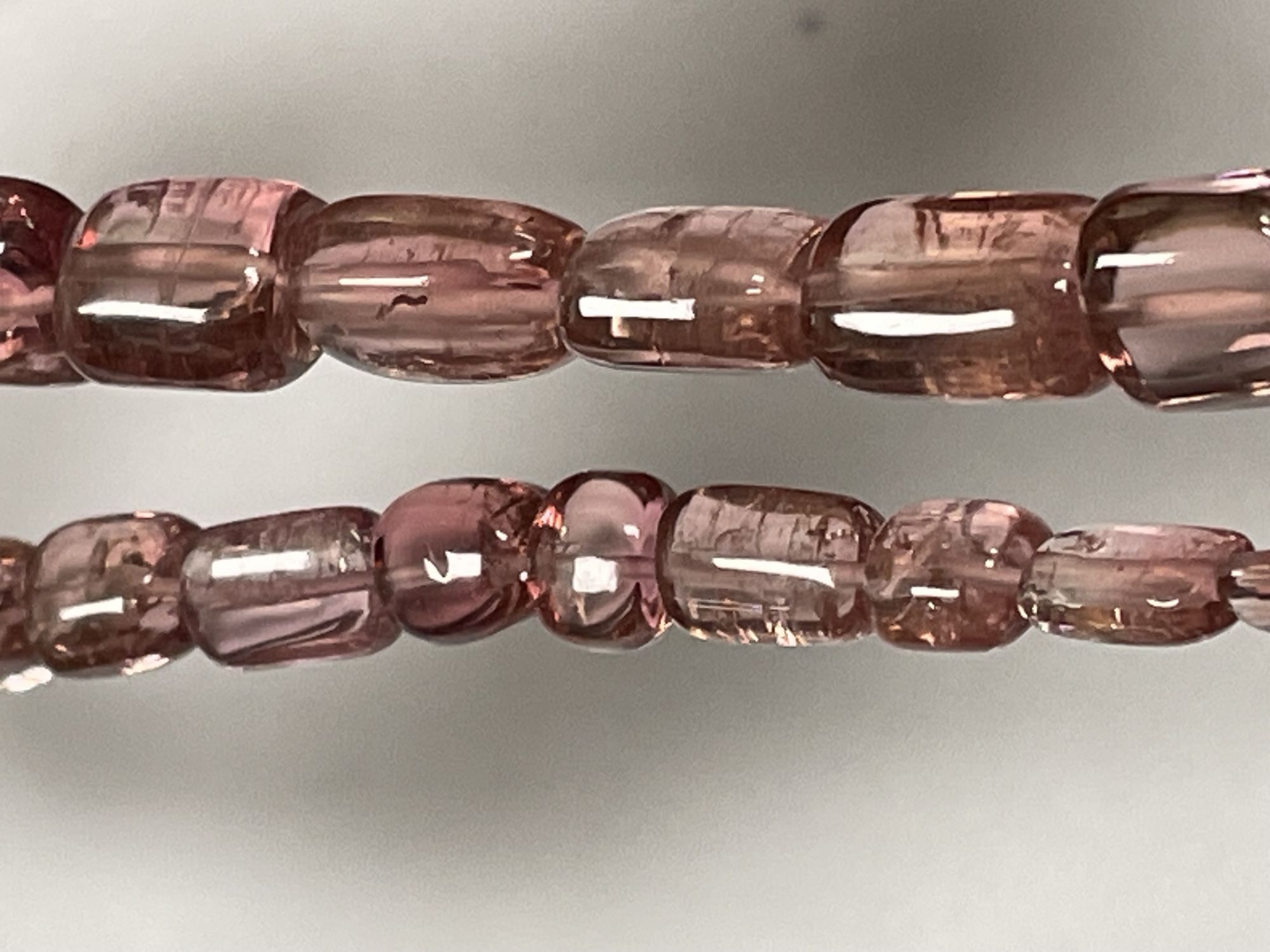Pink Tourmaline Tube Smooth Necklace