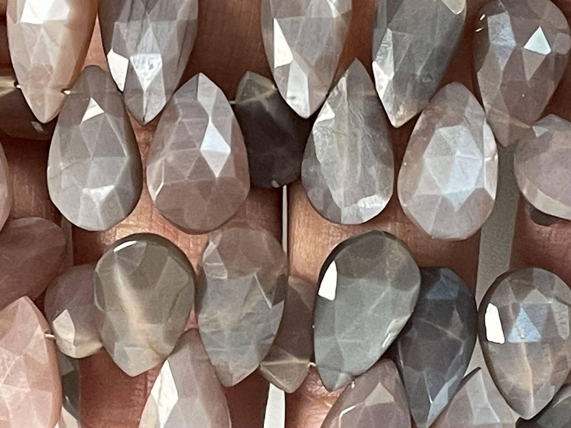 Chocolate Moonstone Pear Faceted