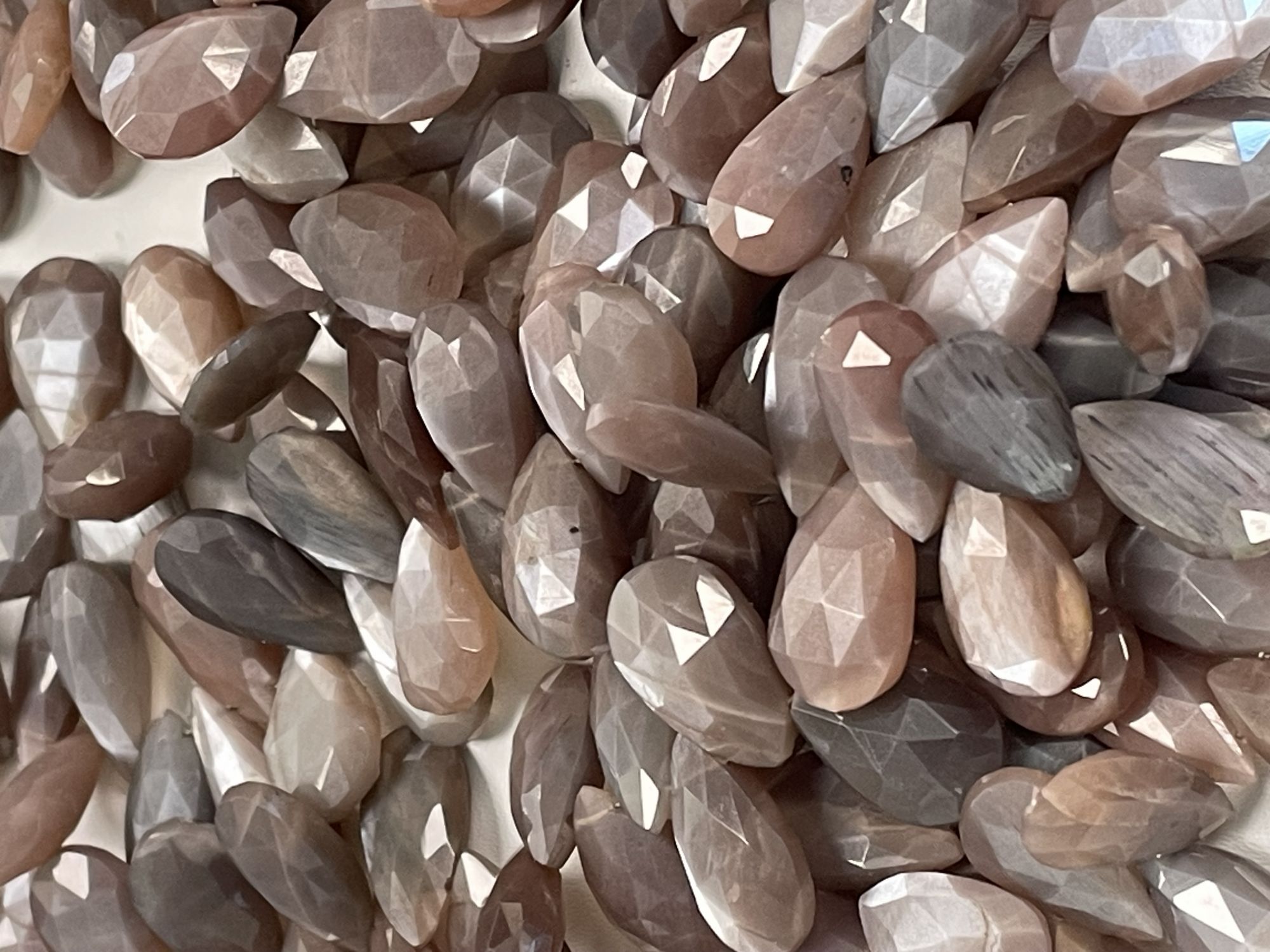 Chocolate Moonstone Pear Faceted