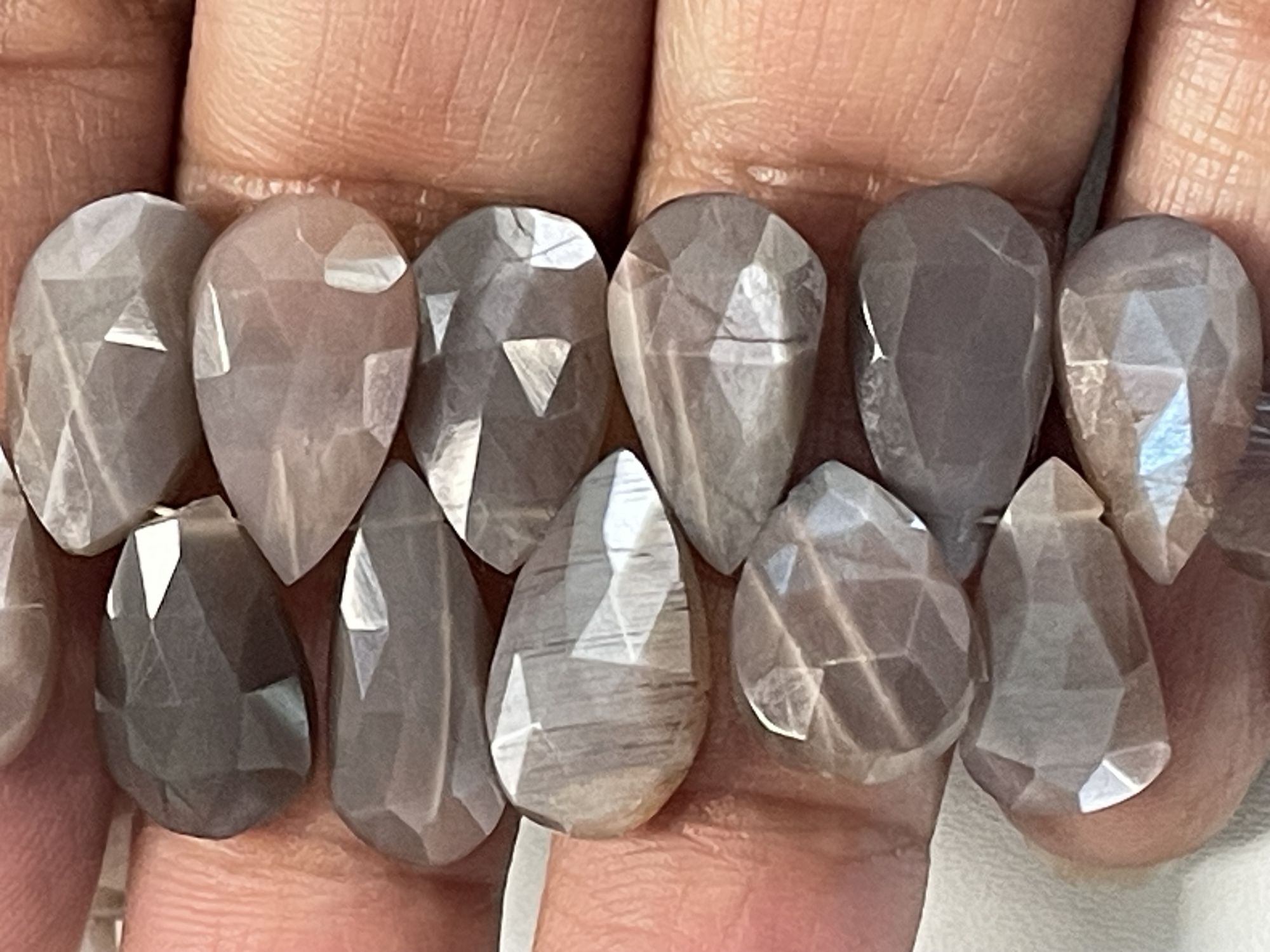 Chocolate Moonstone Pear Faceted
