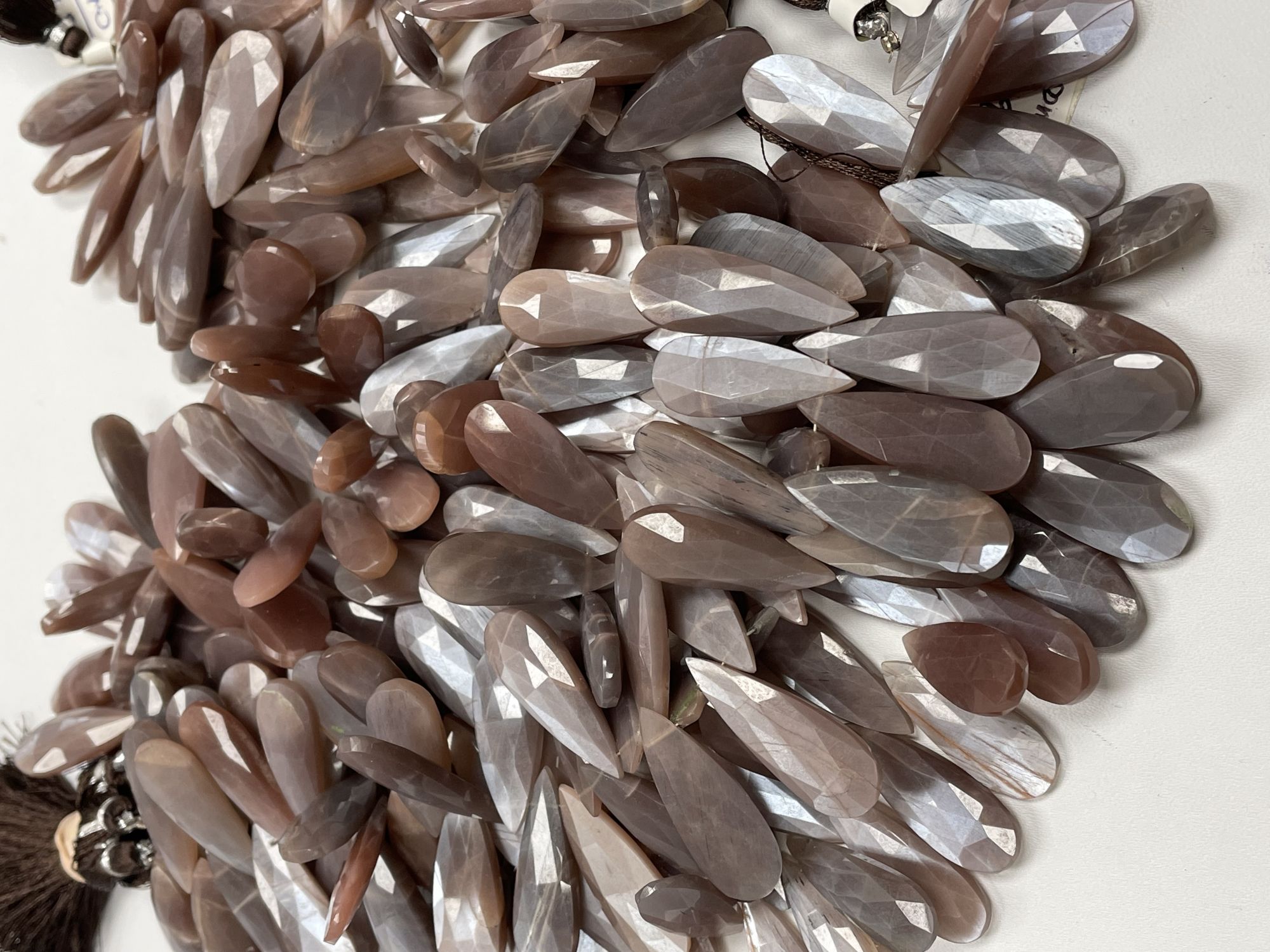 Chocolate Moonstone Long Pear Faceted