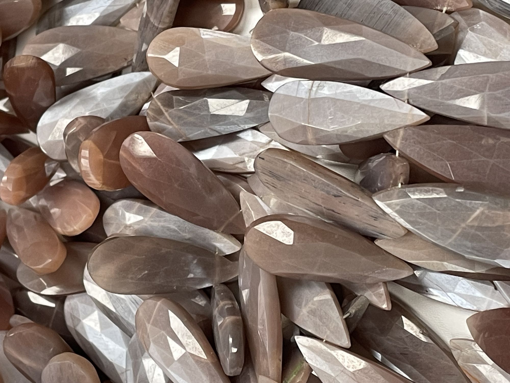 Chocolate Moonstone Long Pear Faceted