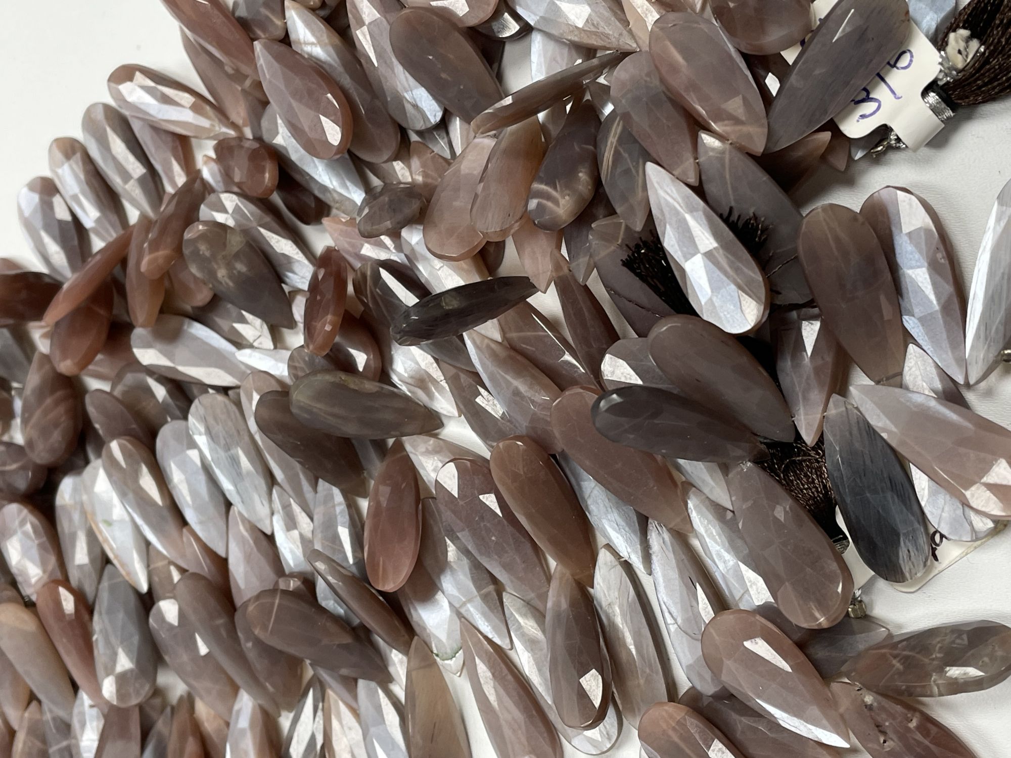 Chocolate Moonstone Long Pear Faceted