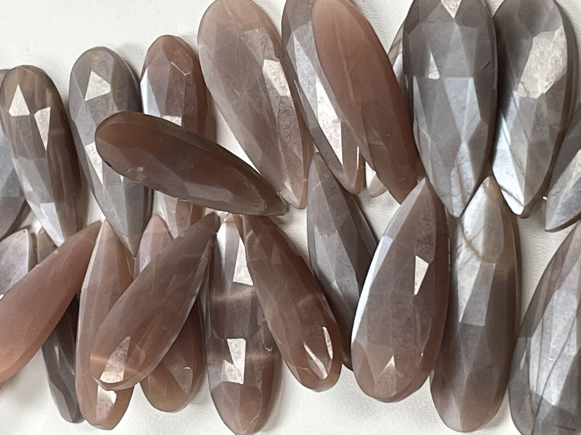 Chocolate Moonstone Long Pear Faceted