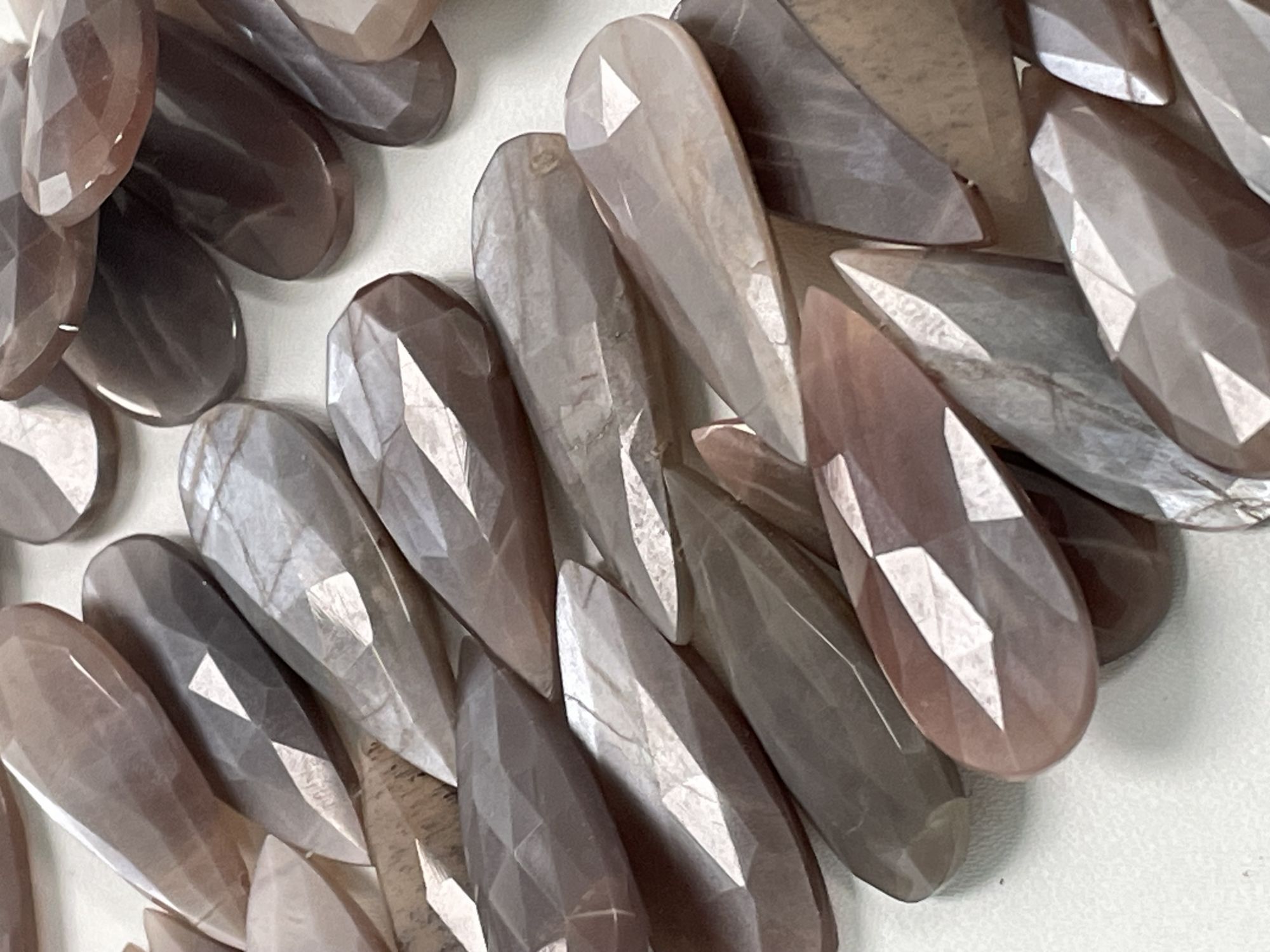 Chocolate Moonstone Long Pear Faceted