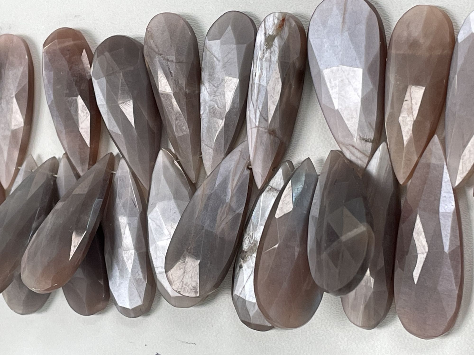 Chocolate Moonstone Long Pear Faceted